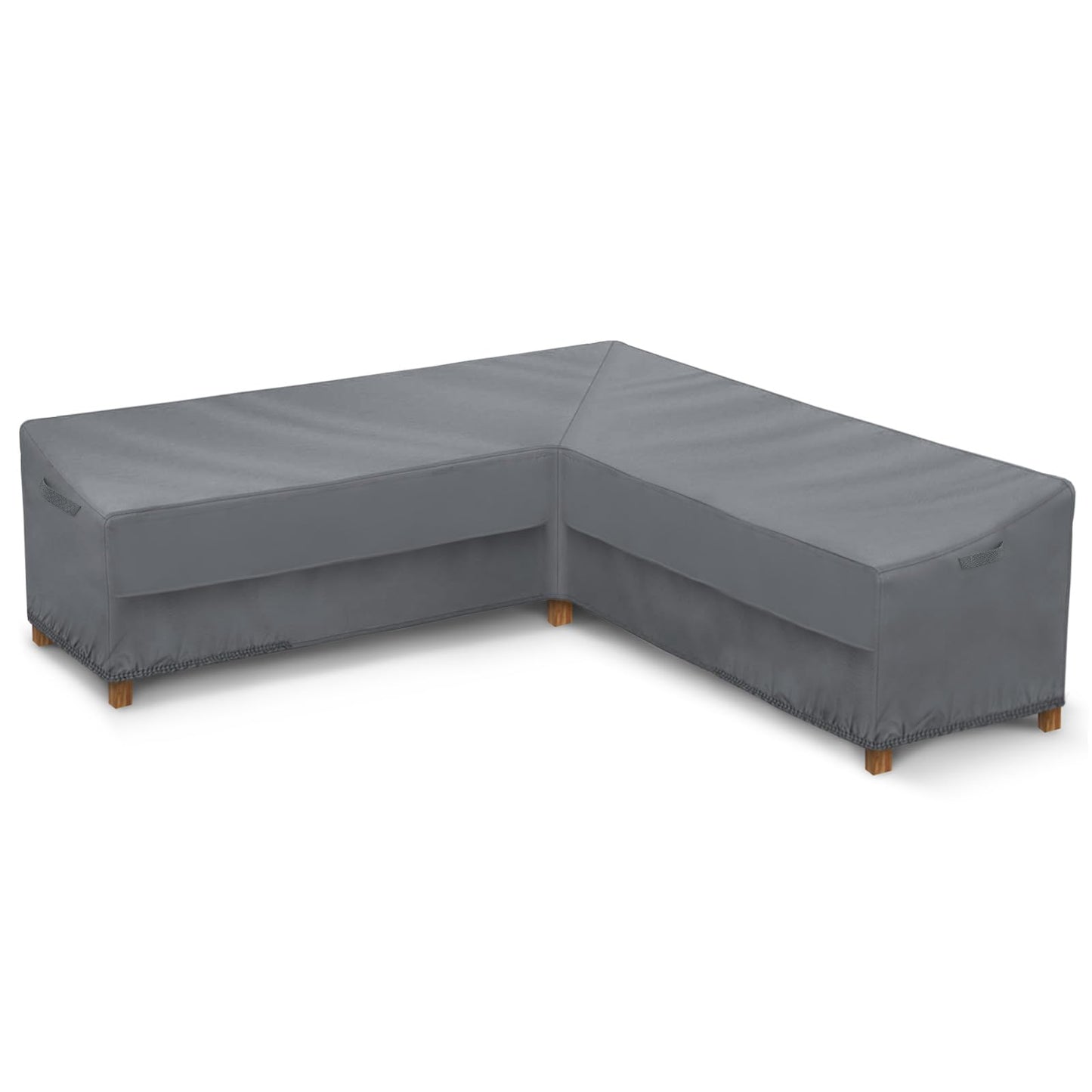 STARTWO Outdoor Sectional Sofa Cover Waterproof 85" Lx85 L V-Shaped Patio Furniture Covers for 5-Seater Sectional Couch,Windproof with Buckles,Grey