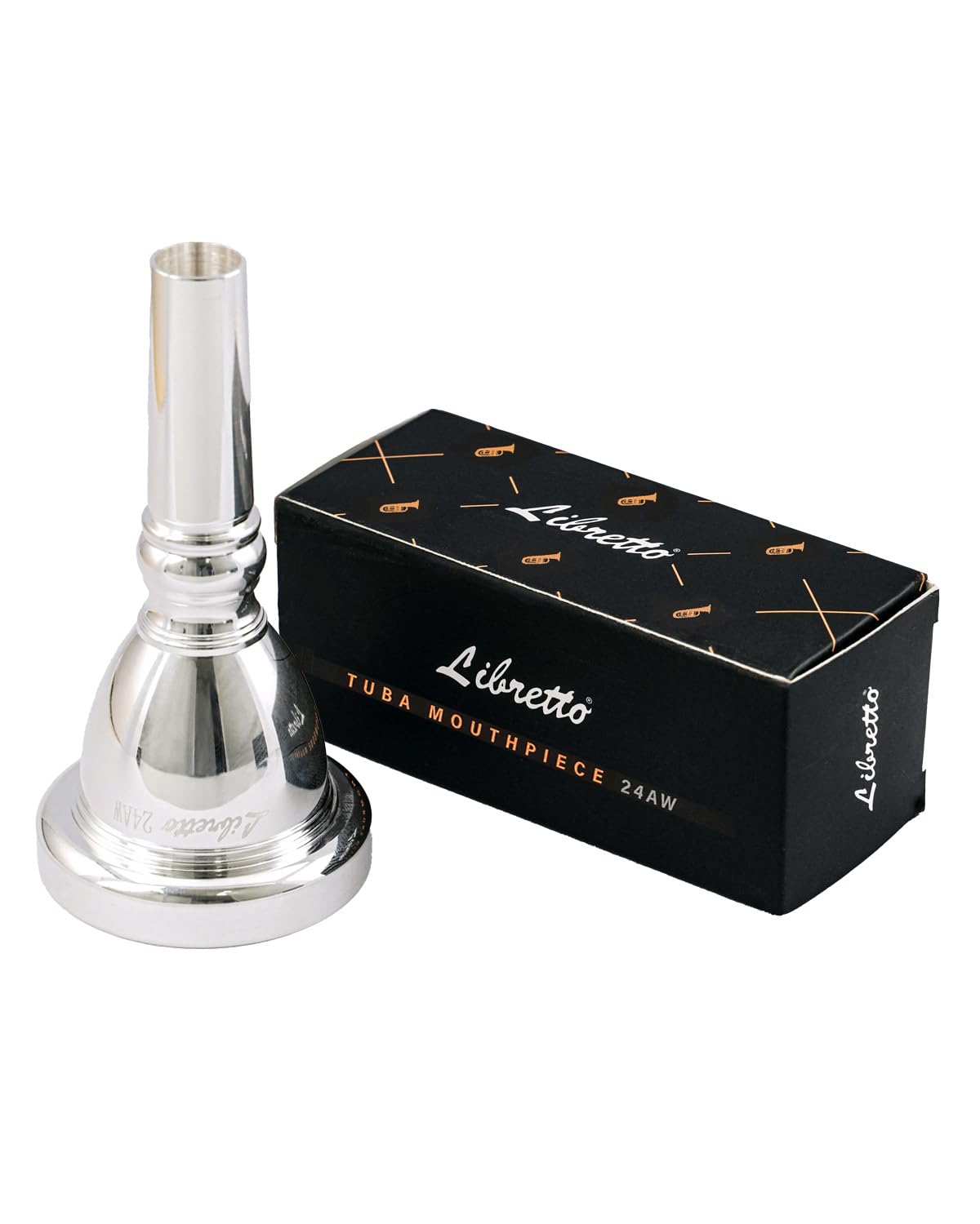 Libretto 24AW Tuba Mouthpiece, 2μm Silver Plated Tuba Mouthpiece w/Vacuum Packing, Designed for Beginners, Students, Intermediate Players