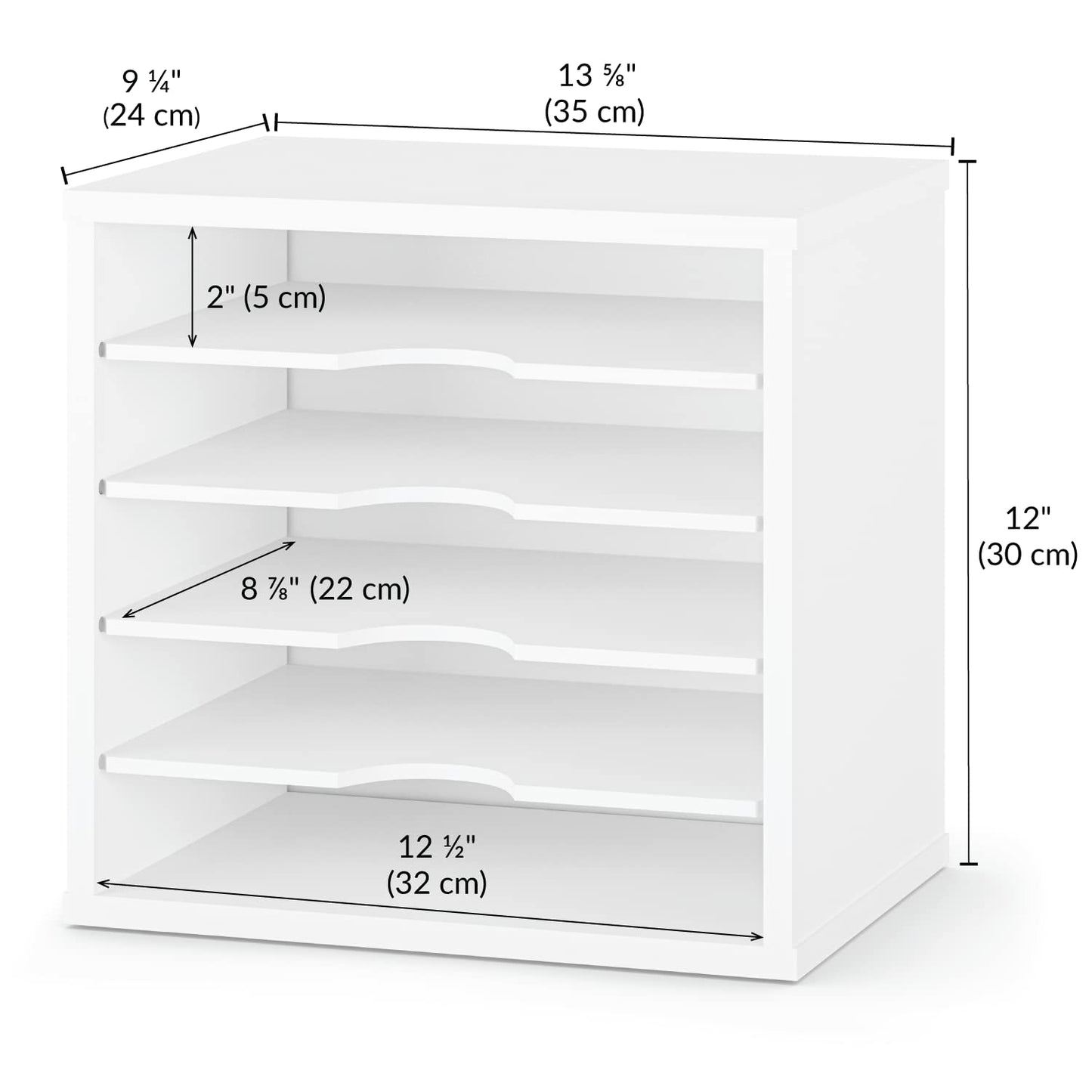 Ballucci File Organizer Paper Sorter, 5 Tier Adjustable Shelves Office Desk Organizer, 13 5/8" x 9 1/4" x 12", White