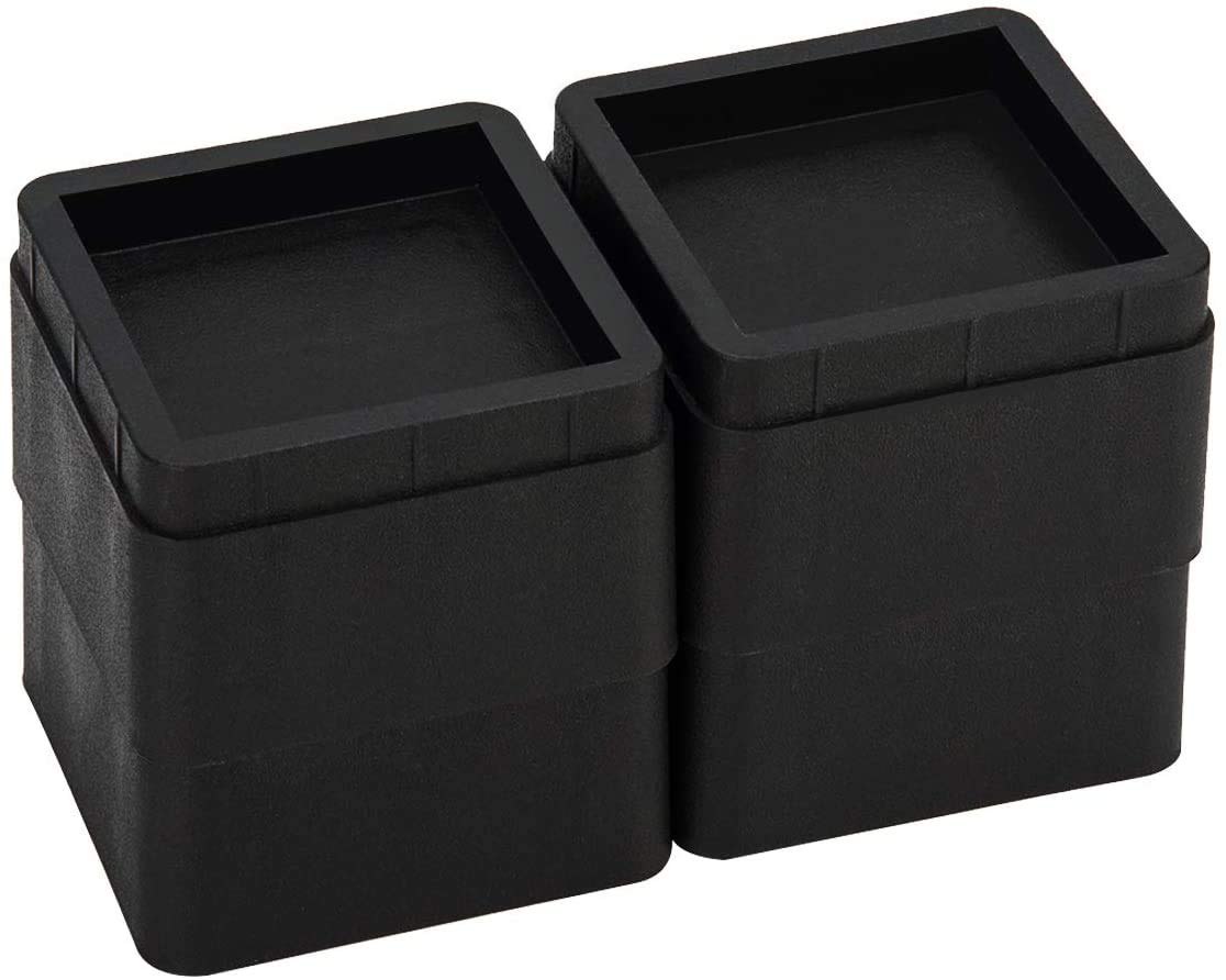 Teabelle 4 Pack Black Stackable Bed and Furniture Risers 3 Inch Heavy Duty Bed Lifts for Sofa Couch Chair Table Additional 3 or 6 Inch Height or Storage, Gift for Mothers Day