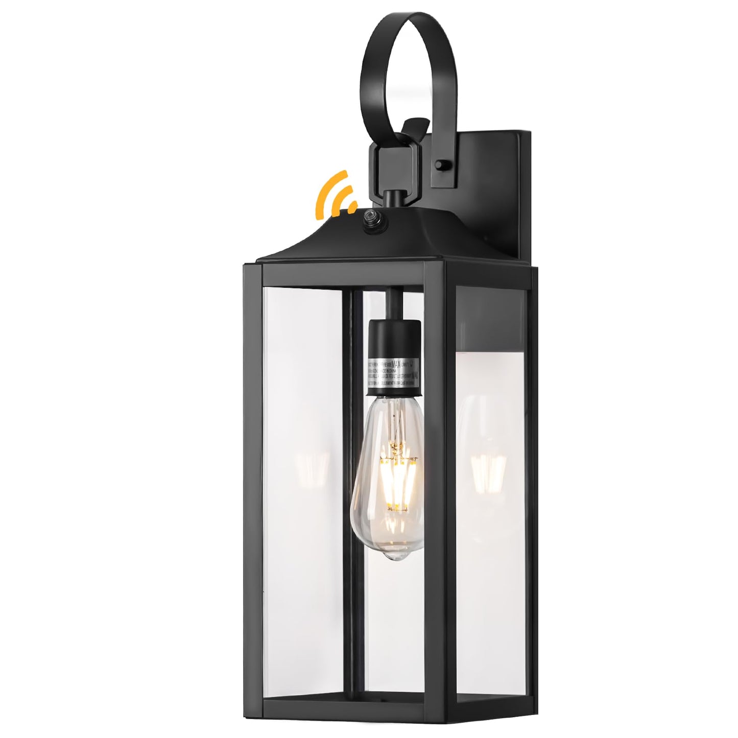 Yolsunes Black Dusk to Dawn Outdoor Wall Lantern, 19" Large Outside Modern Wall Sconce Light Fixture, Farmhouse Porch Light Wall Mount Waterproof for House
