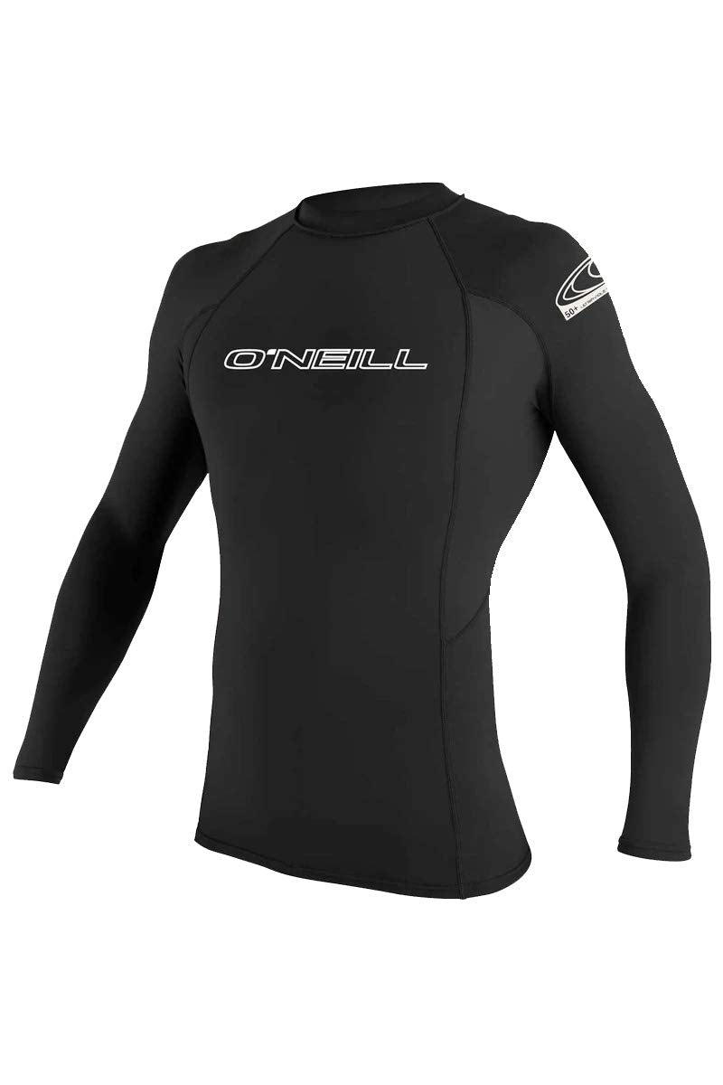 O'Neill Wetsuits UV Sun Protection Mens Basic Skins Long Sleeve Crew Sun Shirt Rash Guard, Black, X-Large