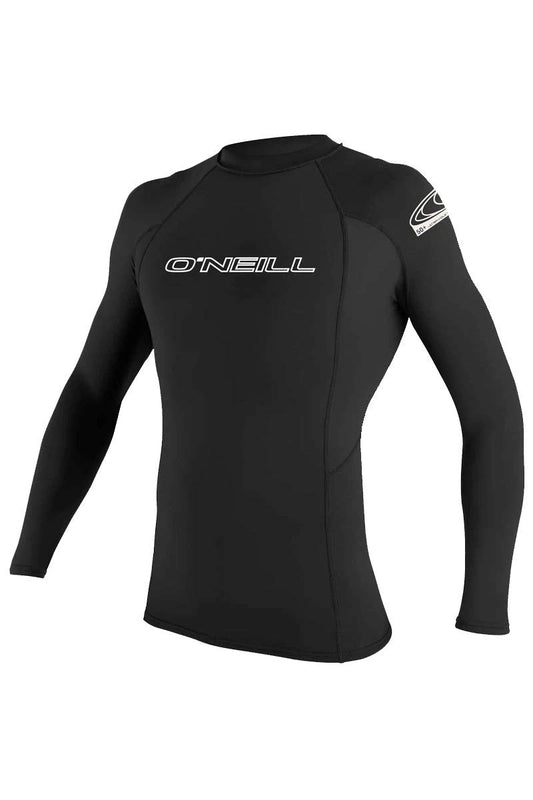 O'Neill Wetsuits UV Sun Protection Mens Basic Skins Long Sleeve Crew Sun Shirt Rash Guard, Black, X-Large