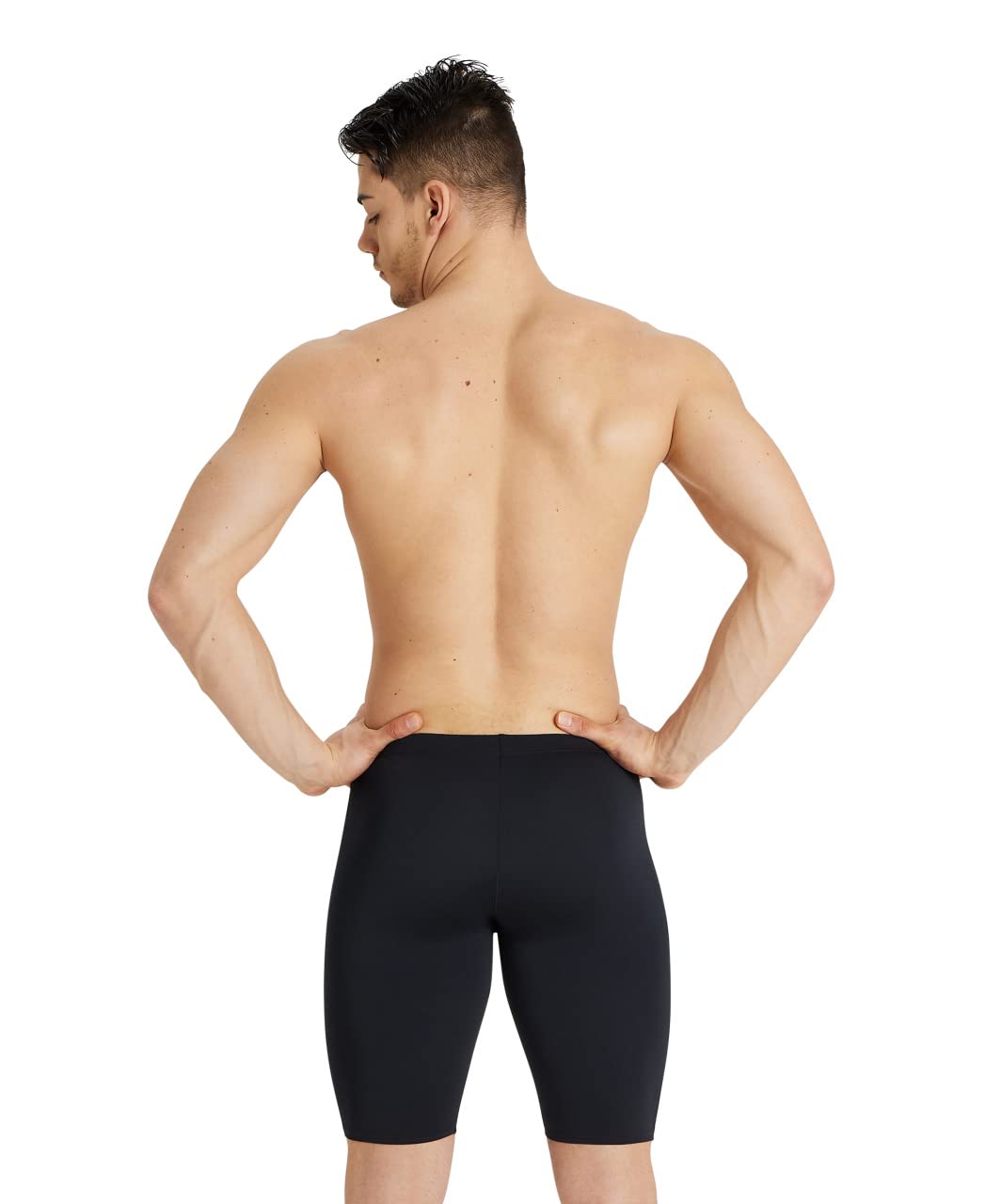 ARENA Men's Team Colors Solid Swim Jammer MaxLife Athletic Swimwear Pool Training Swimsuit Competitive Swimming Bathing Suit Black/White