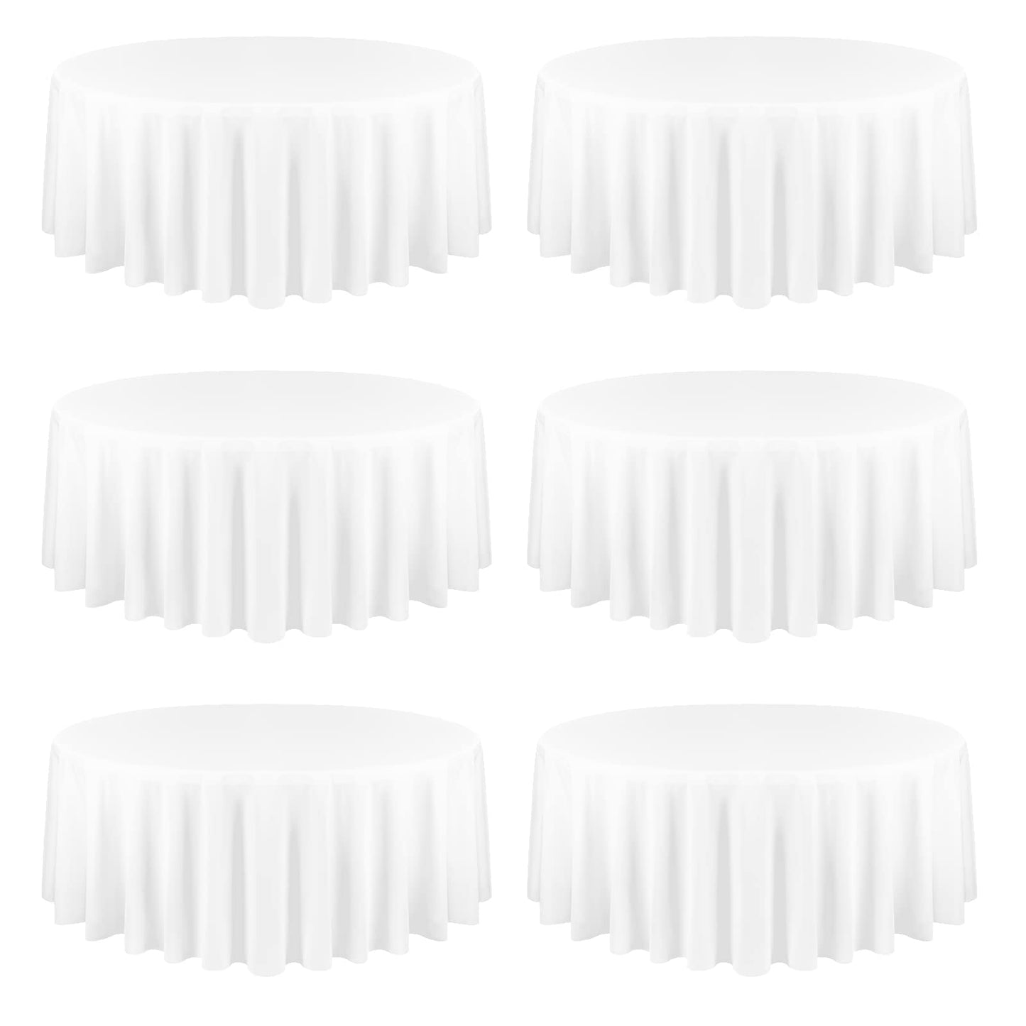 6 Pack Round Tablecloth White Table Cloths 90 Inch Polyester Round Table Cloth,White TableClothes Round 90 inch Washable Fabric Table Covers for Wedding,Party,Dining,Banquet