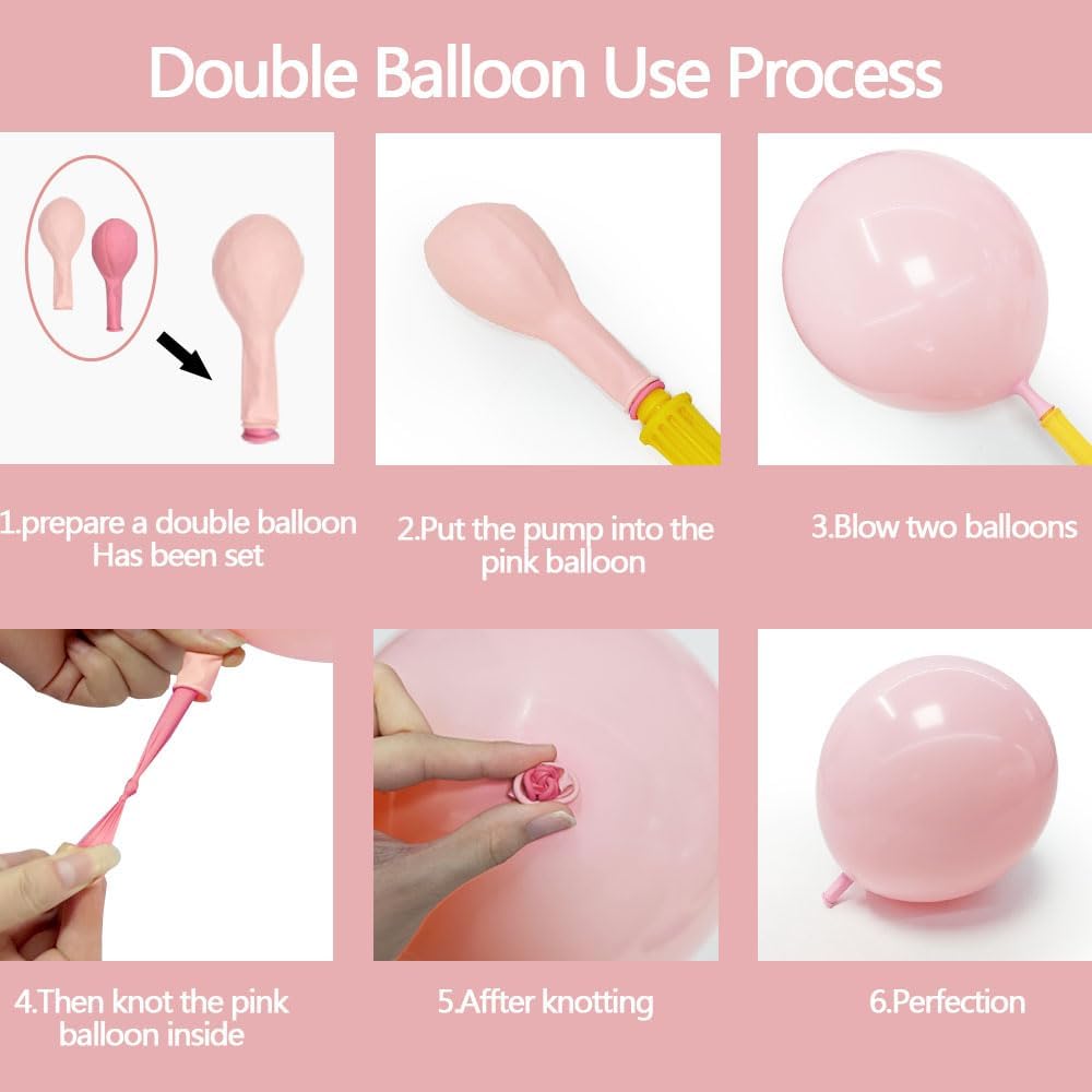 Pink White Balloon Garland Double Stuffed Peach Balloons Cream Beige Pastel Pink Balloon Arch Kit Pearl Sand White Balloons for Baby Shower Birthday Wedding Anniversary Party Decoration