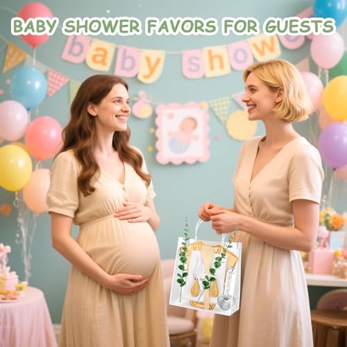 121Pcs Baby Shower Prizes for Game Winners 12 Sets Bamboo Cheese Board Spoon Fork Butter Spreaders Measuring Spoon Kitchen Towel Thank You Card Gift Bags Wedding Bridal Favors for Guests （Clothing）