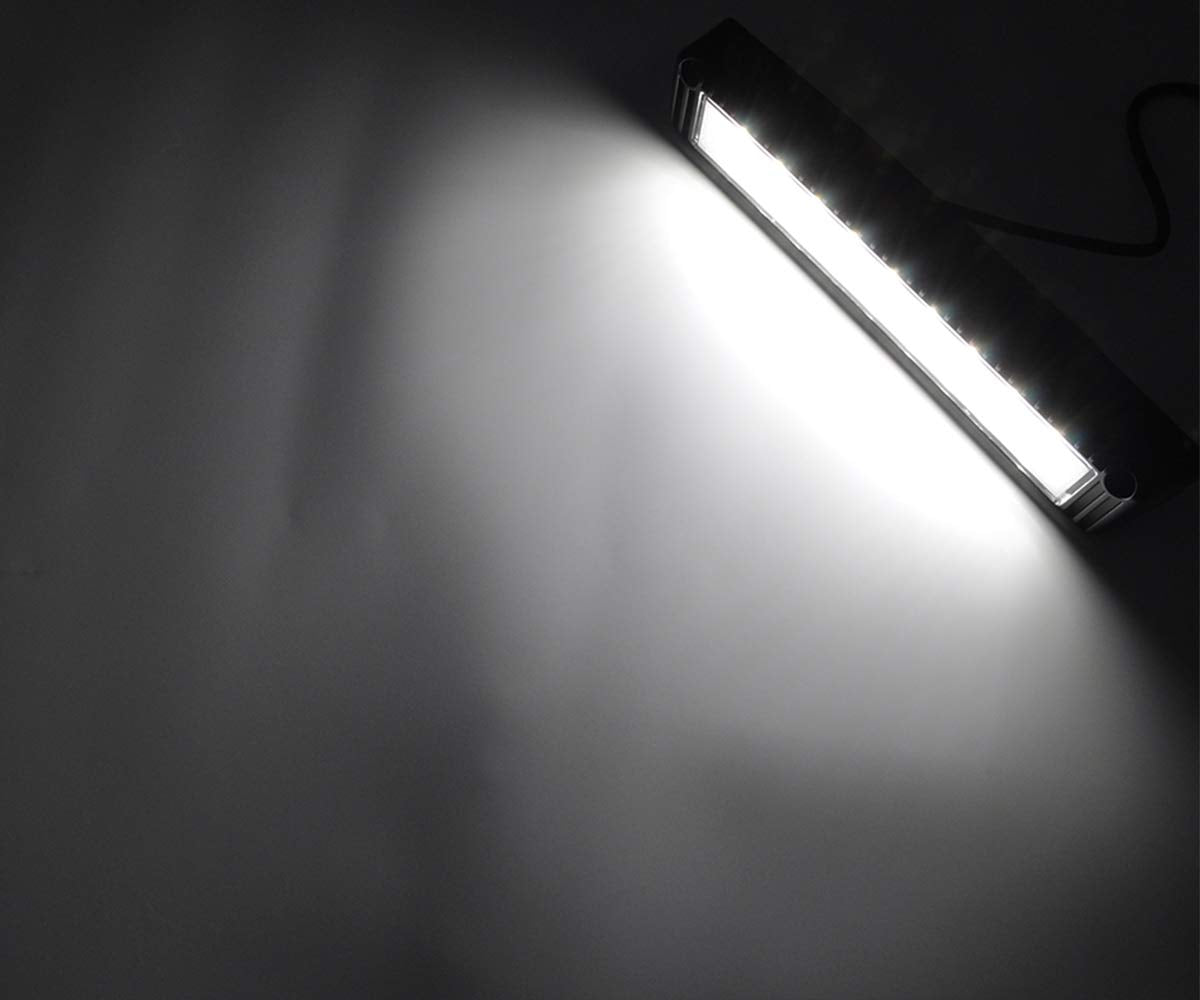 Raycharm 13" Exterior LED Flood Lighting Fixture, 40° Down Angle Beam, 6000K Cool-White Super Bright, 12V/24V DC, High Lumen Output Low Current Draw, Waterproof White Finish for RV & Boat, 1-Pack
