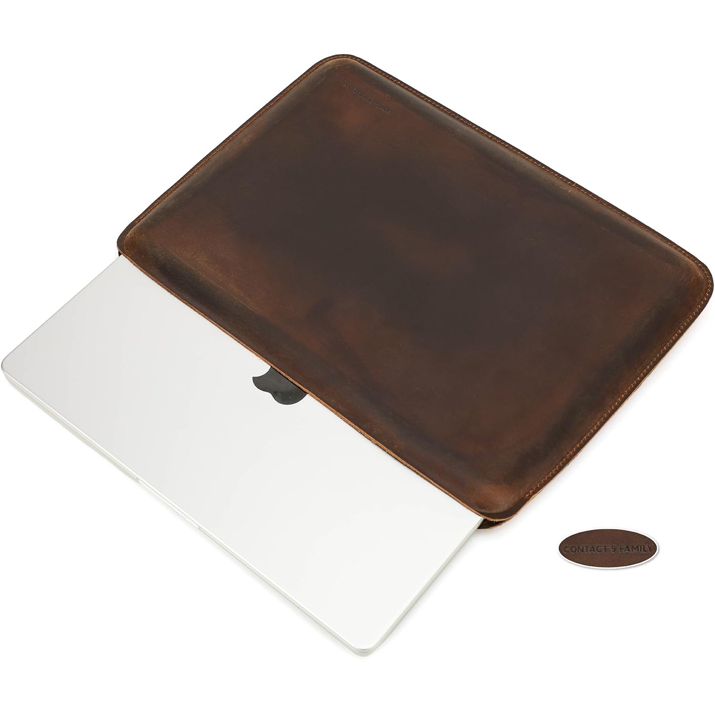 CataPurus Top Grain Leather 14.2" Laptop Sleeve Case, Fit Design, Compatible with MacBook Air 13" M2 A2681 M1 A2337 A2179 A1932/Pro 13" M2 A2338 A2251 A2289 A2159 A1989 A1706 A1708, Coffee 14.2 Inch