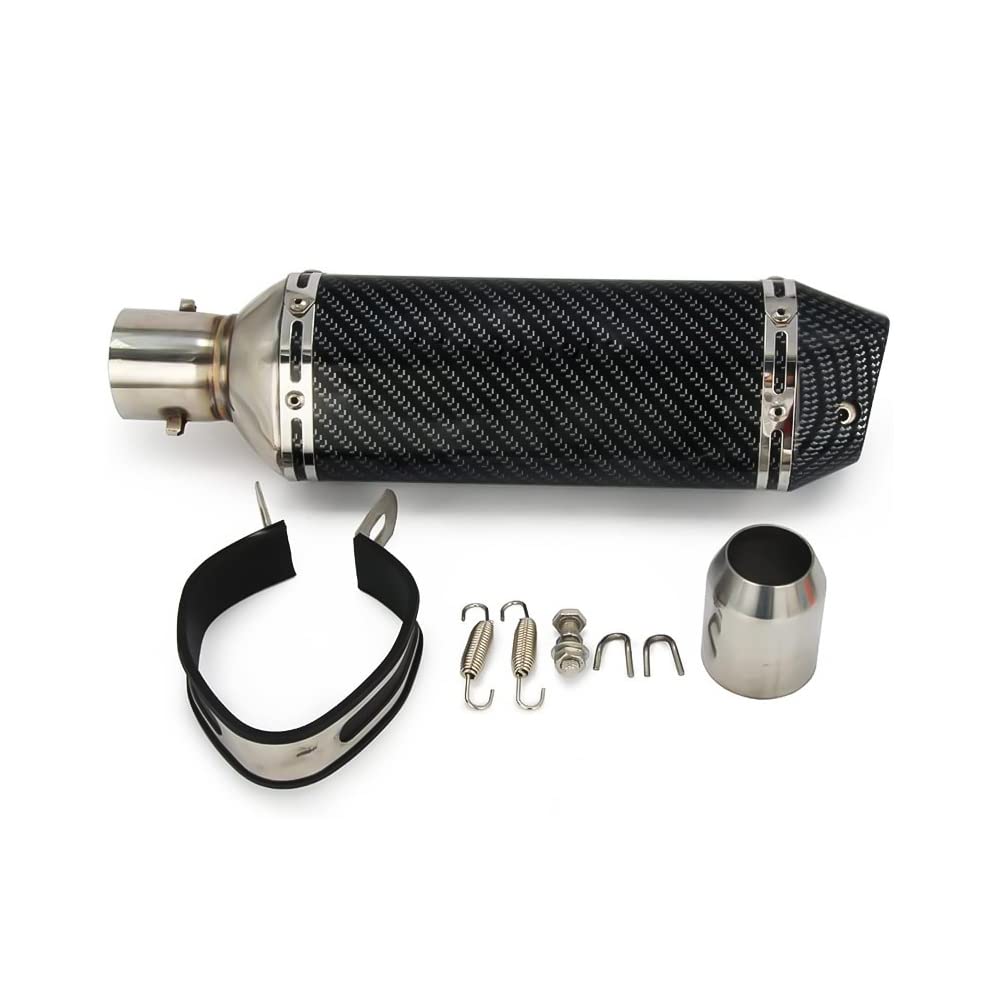 JFG RACING Slip On Exhaust Motorcycle Muffler Pit Dirt Bike Exhaust ATV Muffler,1.5-2" Inlet Universal for Street Bike Pit Bike Scooter ATV