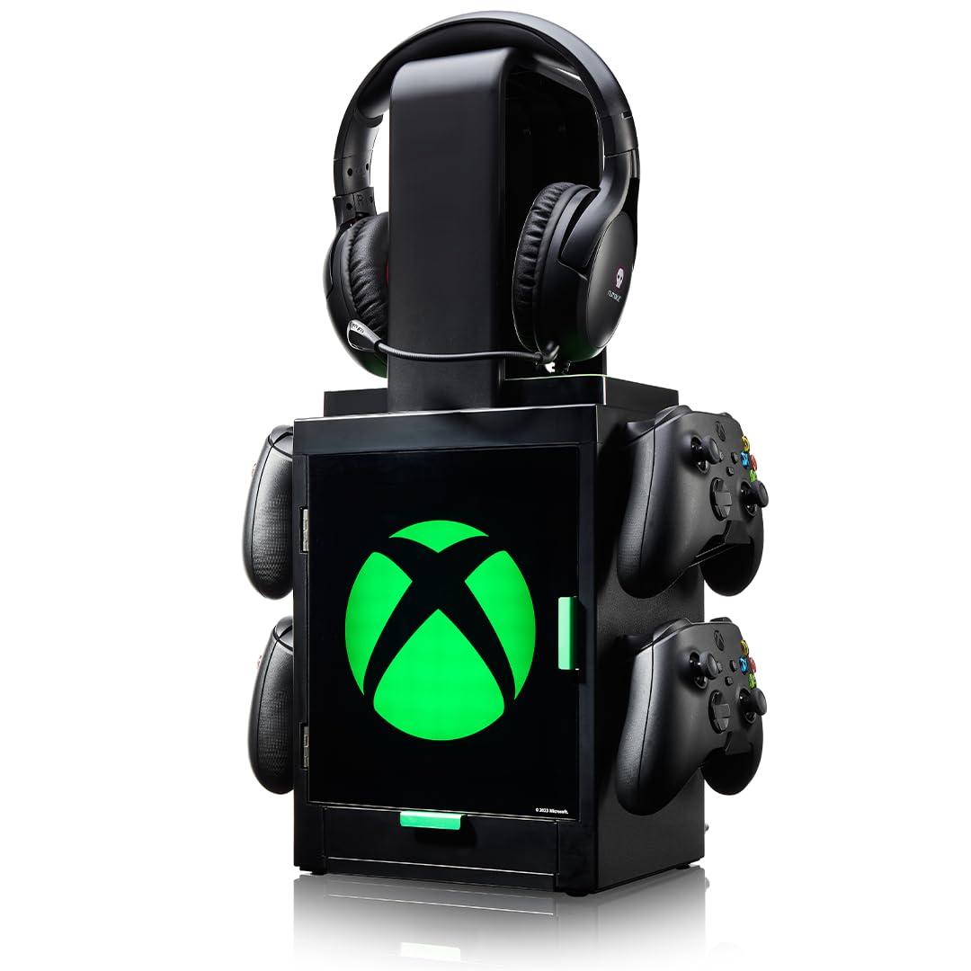 Numskull Official Xbox LED Light Gaming Locker, Controller Holder & Headset Stand for PS4/PS5 & Xbox Series X|S - Multiple LED Lighting Settings - Official Xbox Merchandise