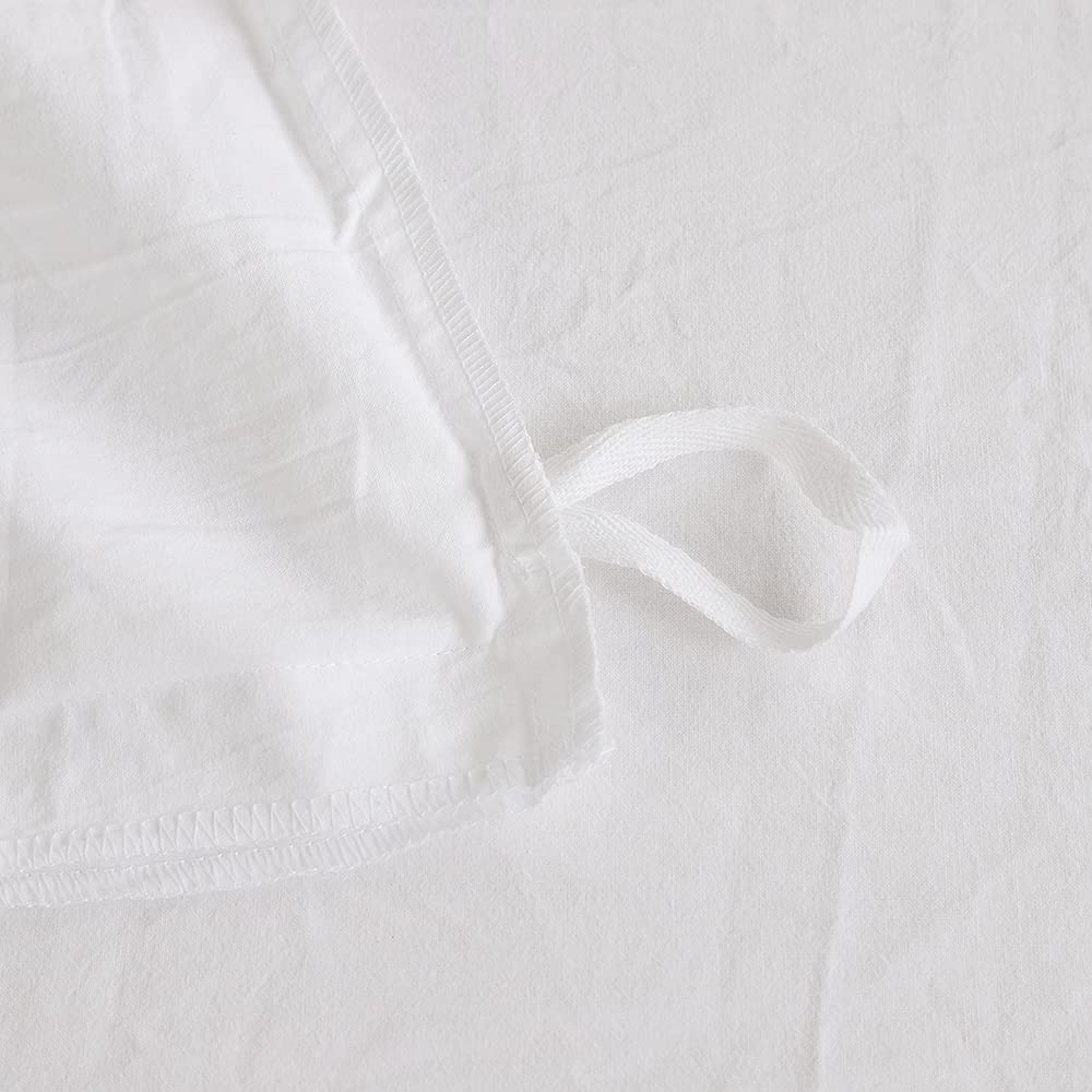 Face Two Face Bedding Duvet Cover Set 100% Washed Cotton Duvet Cover Linen Like Textured Breathable Durable Soft Comfy(Queen, White)