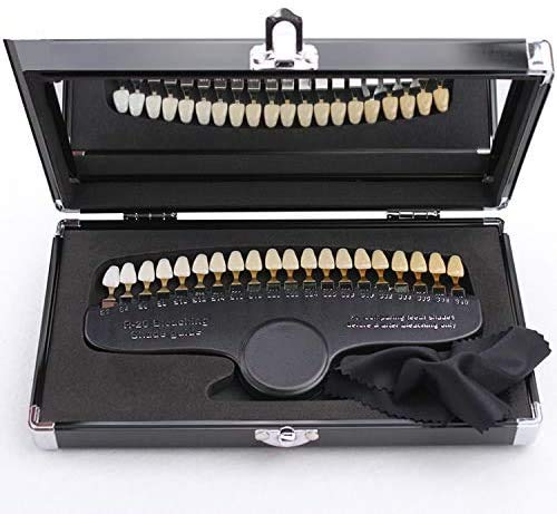 Professional 3D R-20 Teeth Whitening Shade Guide with Mirror, Classical Tooth Bleaching Shade Chart 20 Colors
