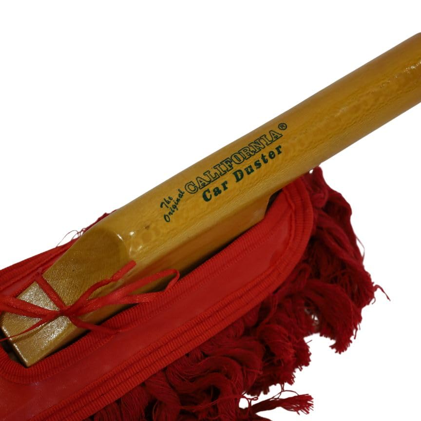 California Car Duster Heritage Edition Wood Handle and Cotton Mop 86242, Red