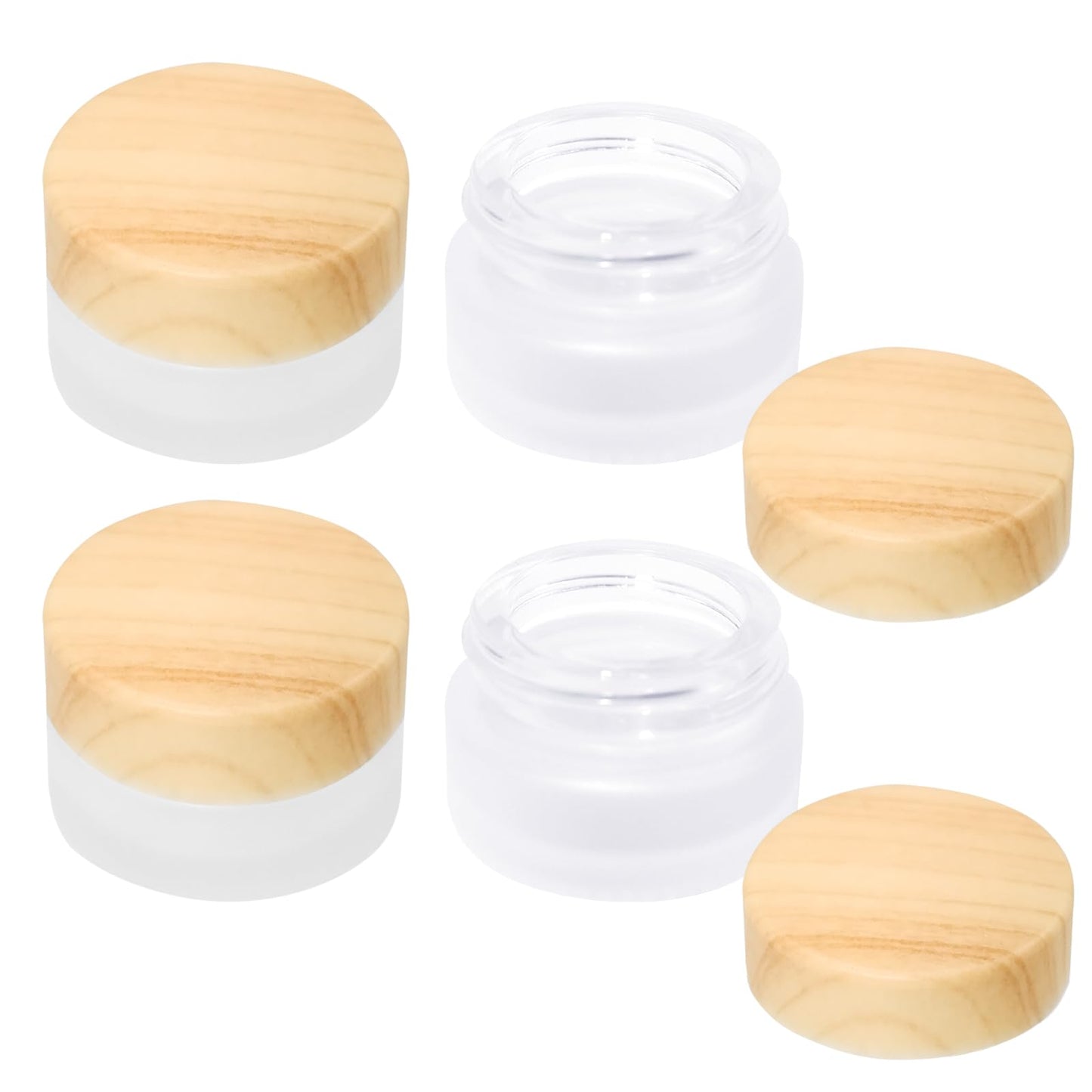 64 Pcs Glass Cosmetic Containers 5 Grams Round Frosted Cosmetic Jars with Leak proof lids Empty glass sample Jars Scrub Balm Lotions Sample Containers for Makeup Lotion Lip Balm Eye Cream