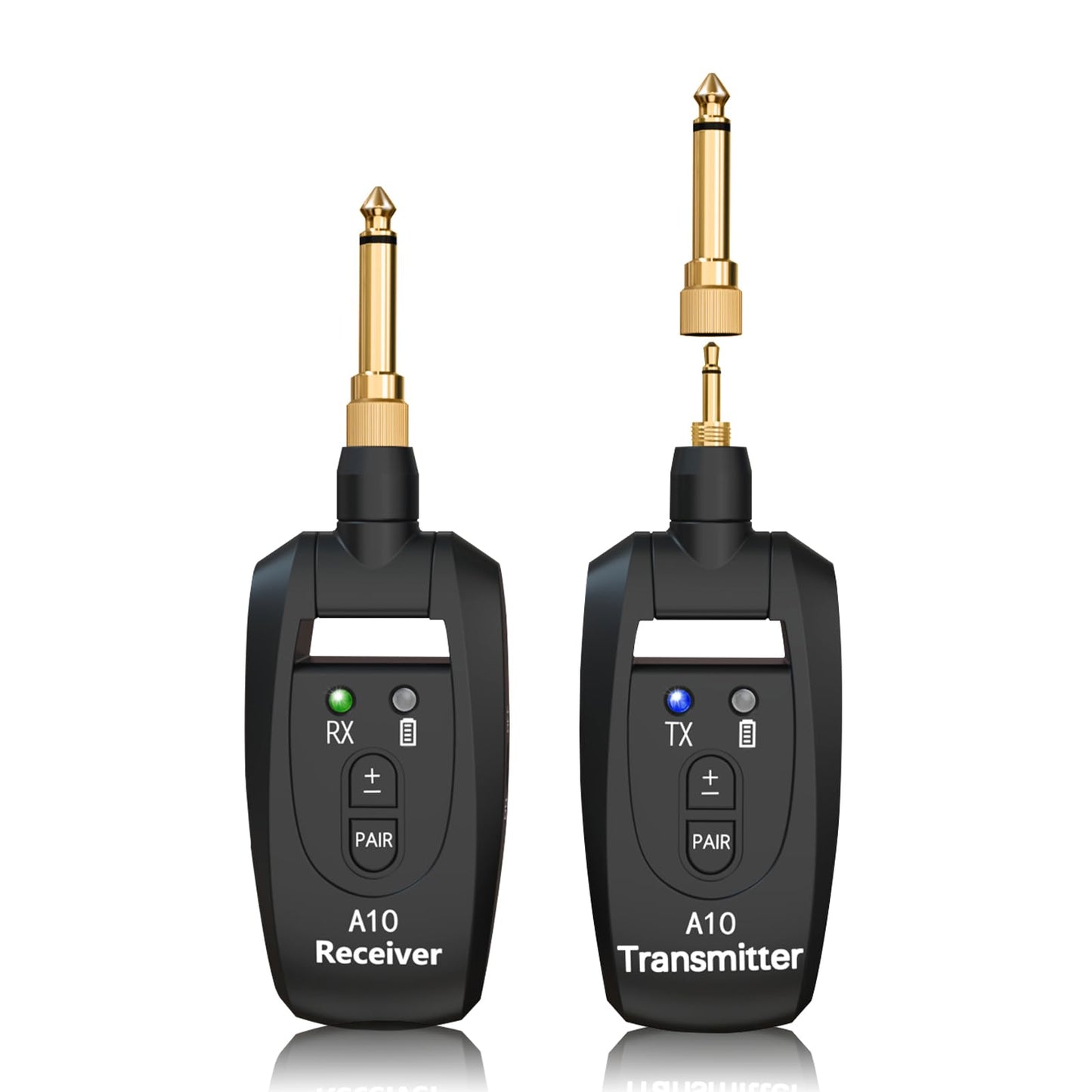 A10 Wireless Guitar Transmitter Receiver, 2.4GHz Rechargeable Transmitter Receiver, 24-bit 48KHz Audio, 100ft Range, No Latency, Plug and Play for Electric Guitar & Bass Accessories