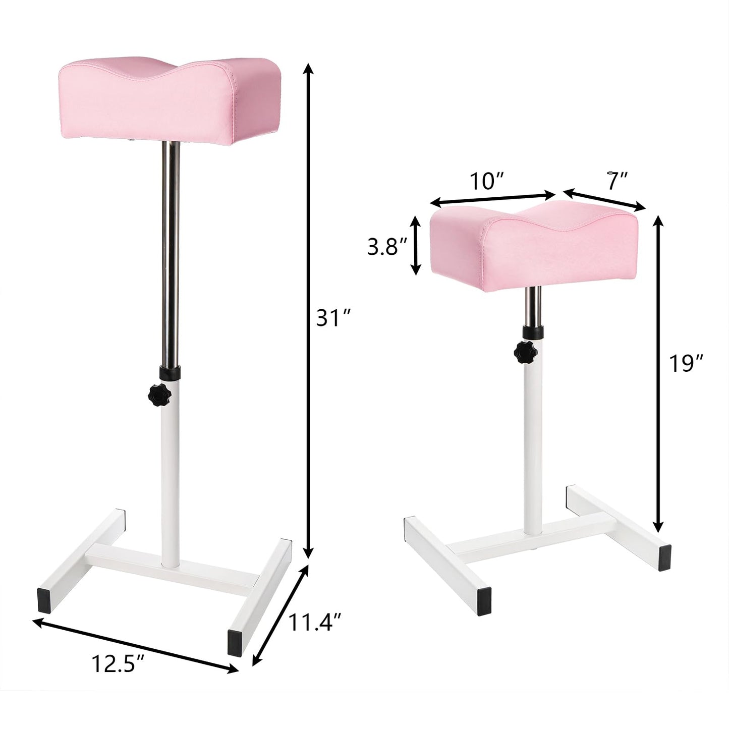 Hedume Pedicure Manicure Footrest, Adjustable Height Foot Massage Manicure Nail Beauty Stool Stand with Non-Slip Legs, Footstool for Home Beauty Salon SPA, Pink