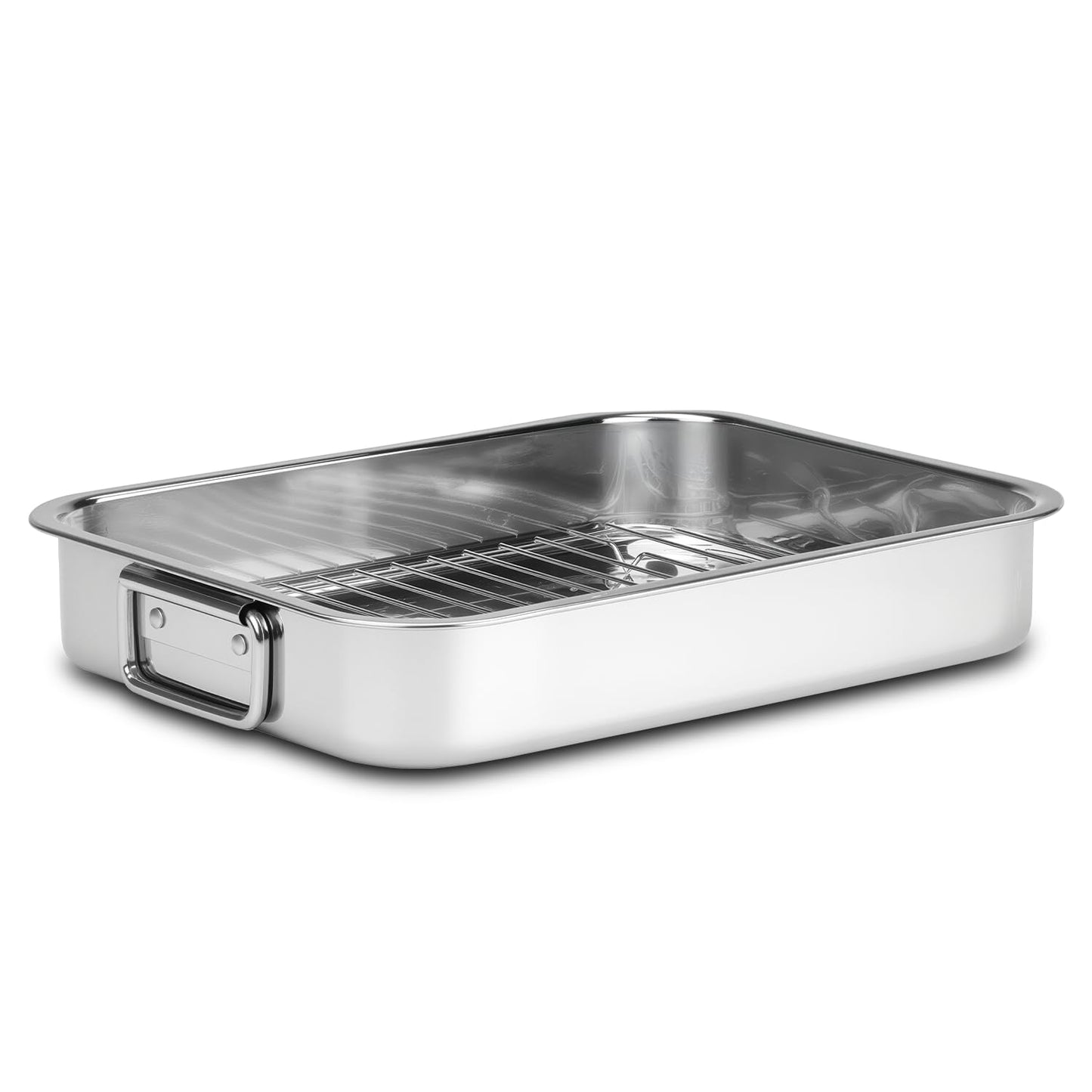 Stainless Steel Roasting Pan High Sided Easy to Clean Induction Roast Tray for Chicken