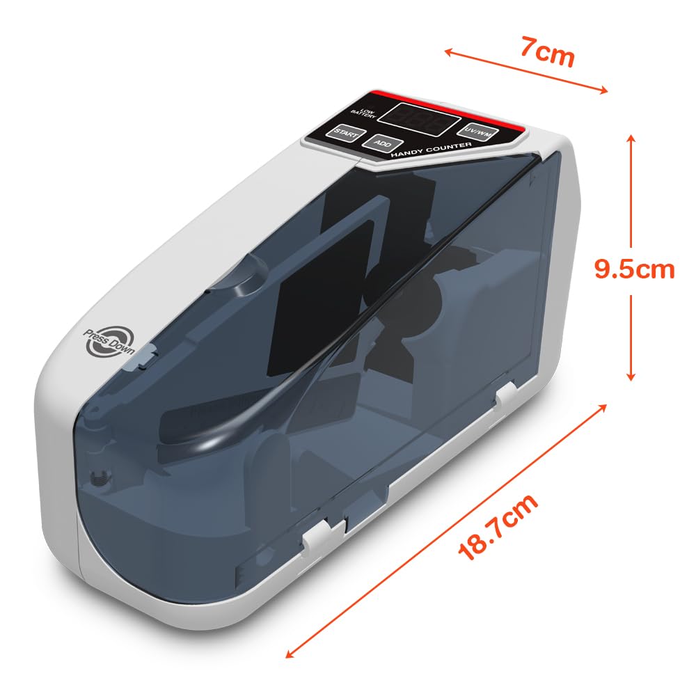 Portable Handy Bill Counter Cash Banknote Counter Money Currency Counting Machine AC or Battery Powered with UV Lamp