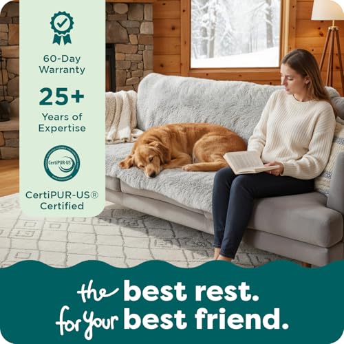 Furhaven XL Waterproof Calming Plush Long Faux Fur & Velvet Dog Blanket, Washable - Mist Gray, Extra Large