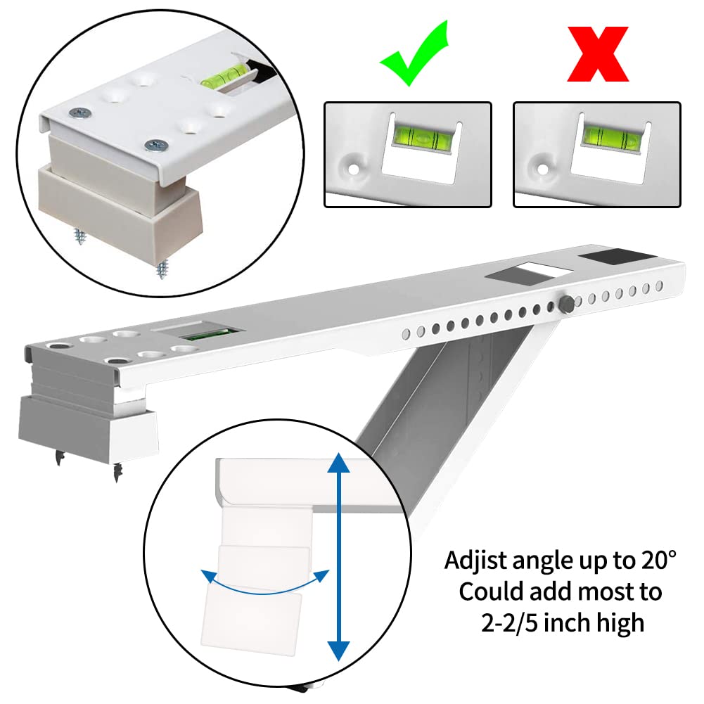 Window Air Conditioner Support Bracket,Relieves Weight Stress On The Window Frame A/C Safe Support Bracket Installs from Inside the House Built-in Bubble Level Window AC Mount Bracket up to 85lb