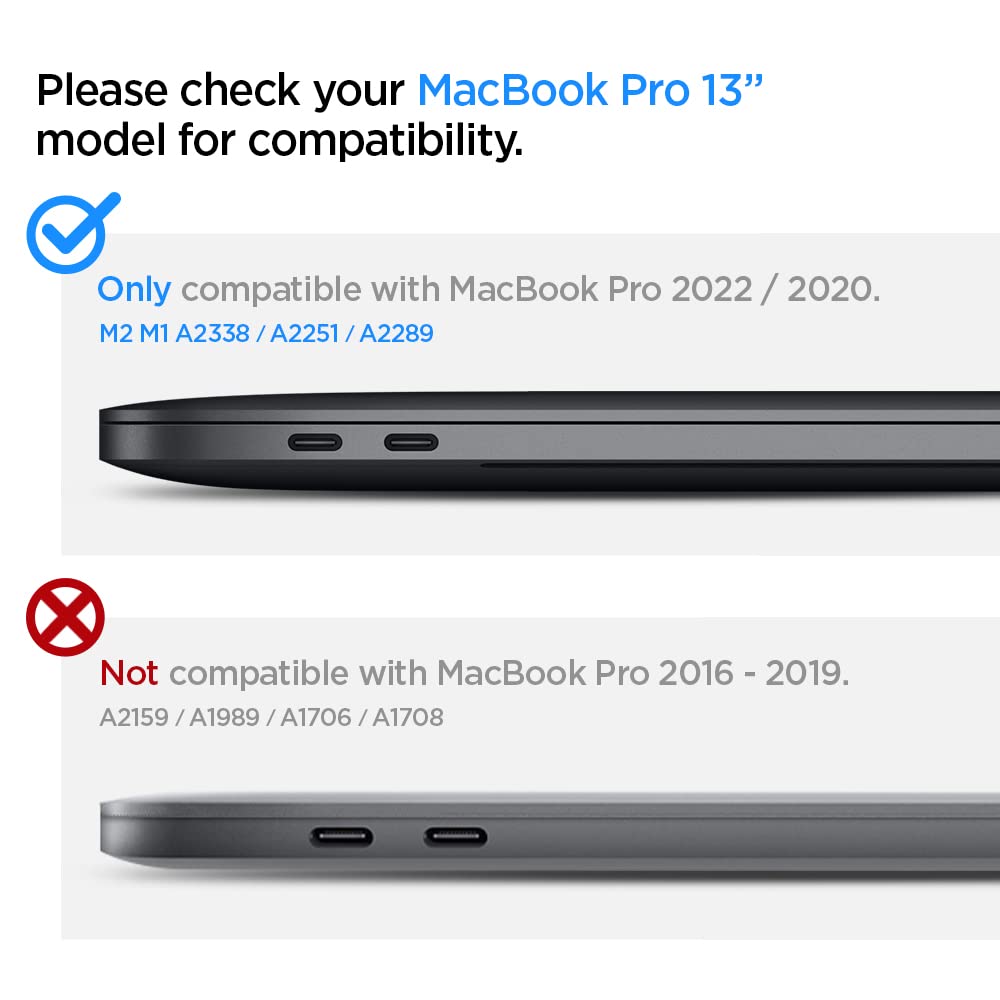 Spigen Thin Fit Designed for MacBook Pro 13 inch Case M2 M1 A2338 A2251 A2289 (2022, 2020) - Black