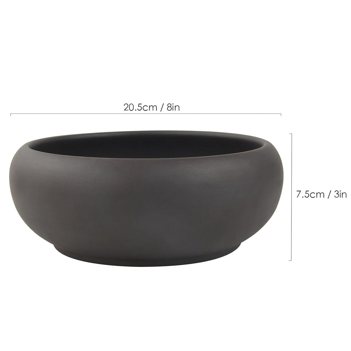 Happy Bonsai Pot 8" (20.5cm) Unglazed Round Ceramic Succulent Planter + Drainage Screen