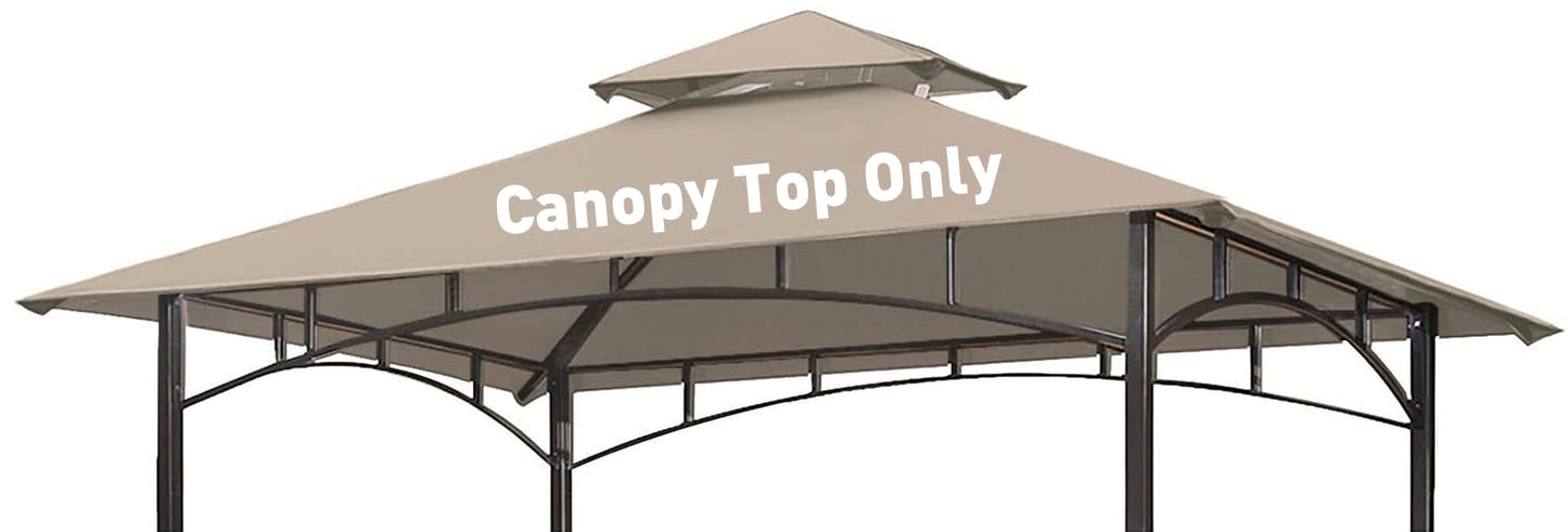 OLILAWN Grill Gazebo Replacement Canopy Roof, 5' x 8' Outdoor BBQ Gazebo Canopy Top Cover, Double Tired Grill Shelter Cover with Durable Polyester Fabric, Only Fit for Model L-GG001PST-F, Khaki