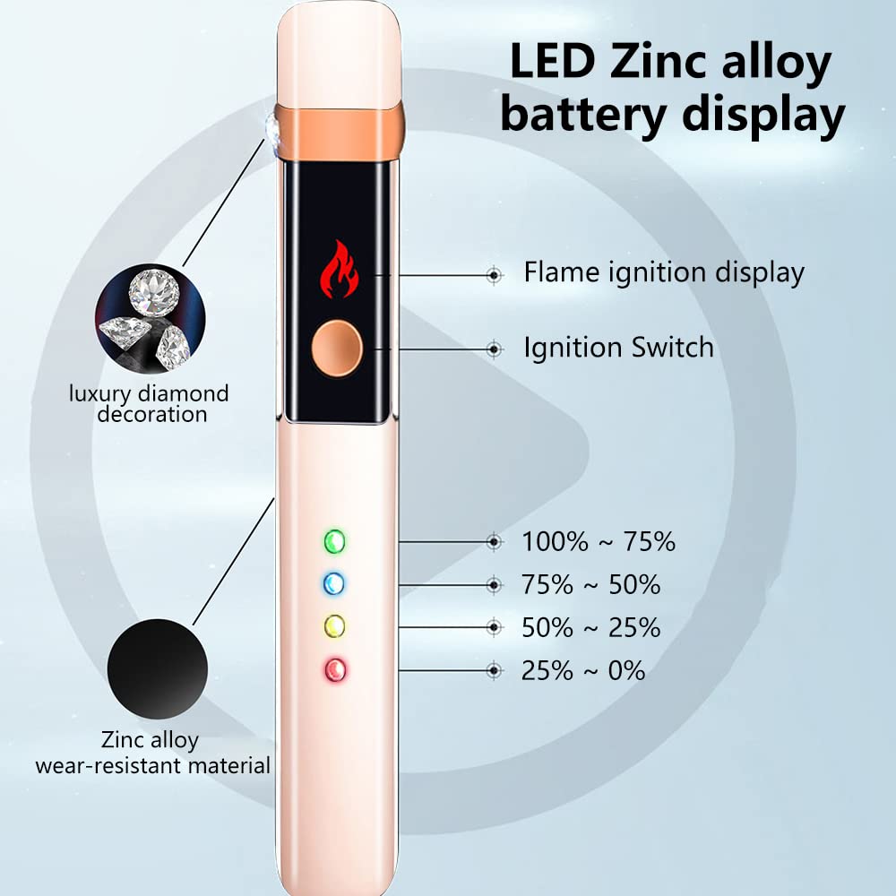 RSBYE Electric Lighter USB Rechargeable Windproof Flame Plasma Lighters with LED Battery Indicator for Indoor Outdoor (Rose Gold)