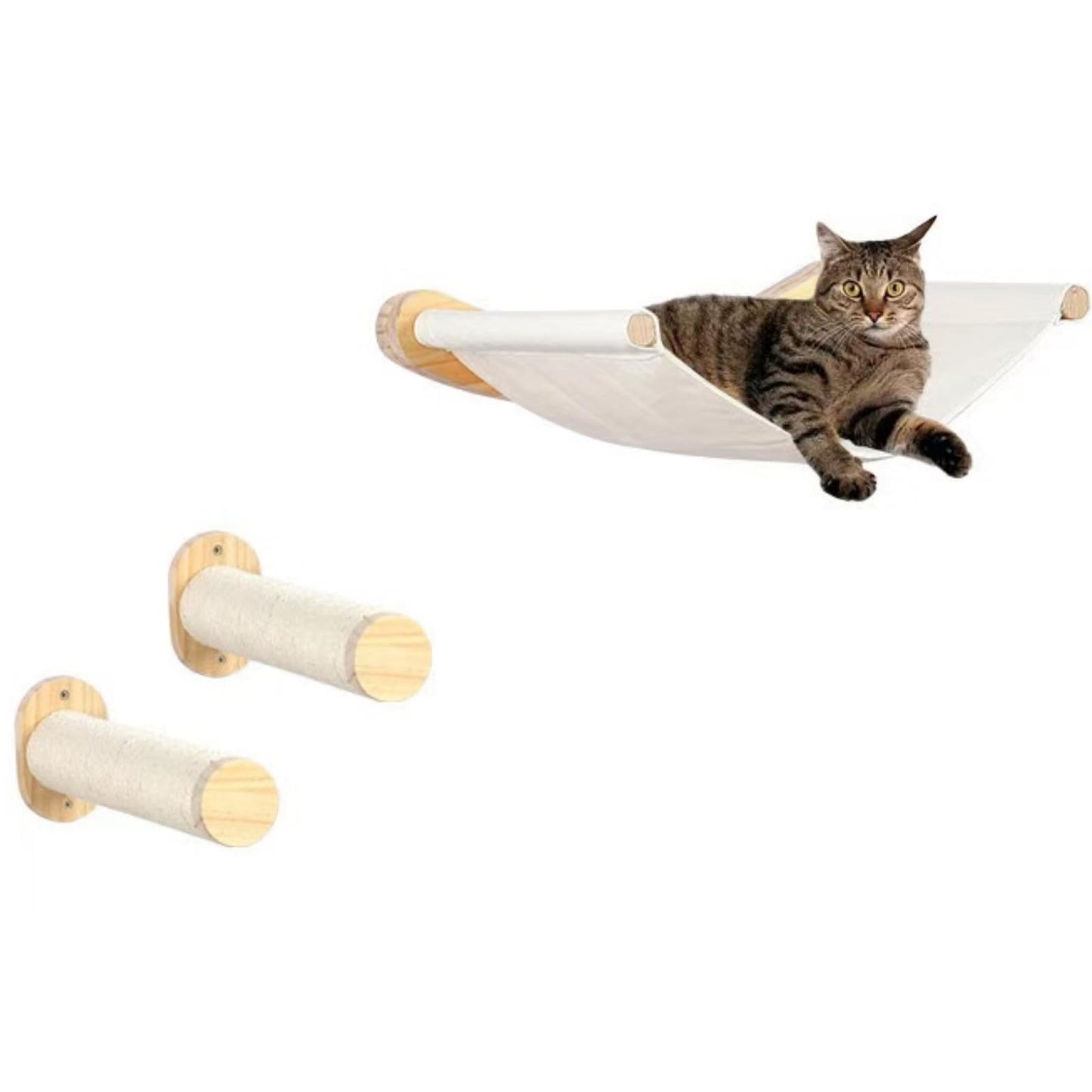 Cat Hammock Wall Mounted Cat Shelf with Two Steps - Cat Wall Shelves and Perches for Sleeping, Playing, Climbing Cat Bed & Furniture for Large Cats or Kitty Wall Cat Bed