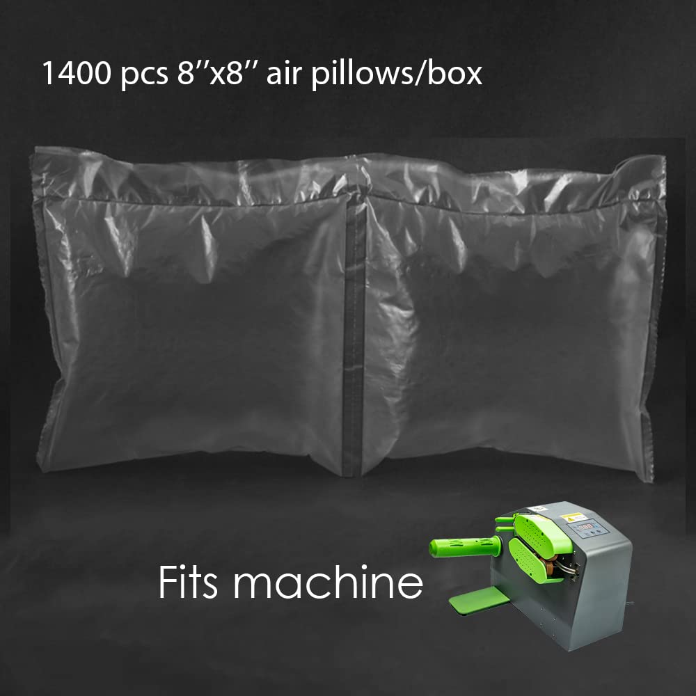LDS Industry 1 Roll 1400 Pcs 8"x8" 918ft Air Pillow Film for Air Pillow Machine, Clear Plastic Bubble Wrap, Packing Material