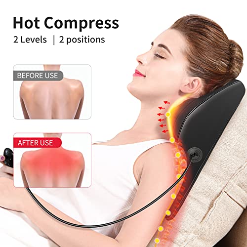Boriwat Back Massager Neck Shoulder Massager with Heat, Shiatsu Massage Pillow for Pain Relief, Masseur for Neck, Back, Shoulder and Leg, Gifts for Men Women Mom Dad, Stress Relax at Home and Office
