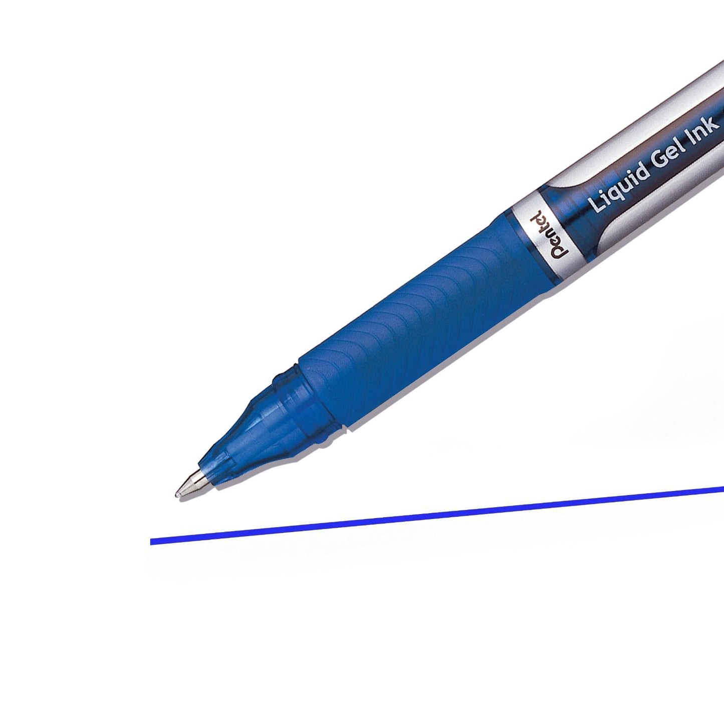 Pentel EnerGel Liquid Gel Rollerball Pen with Cap to Protect Pockets, Everyday Writing, Office Supplies, School Supplies, 0.7mm Medium Point, Silver Barrel, Blue Ink, BL57-C, Box of 12