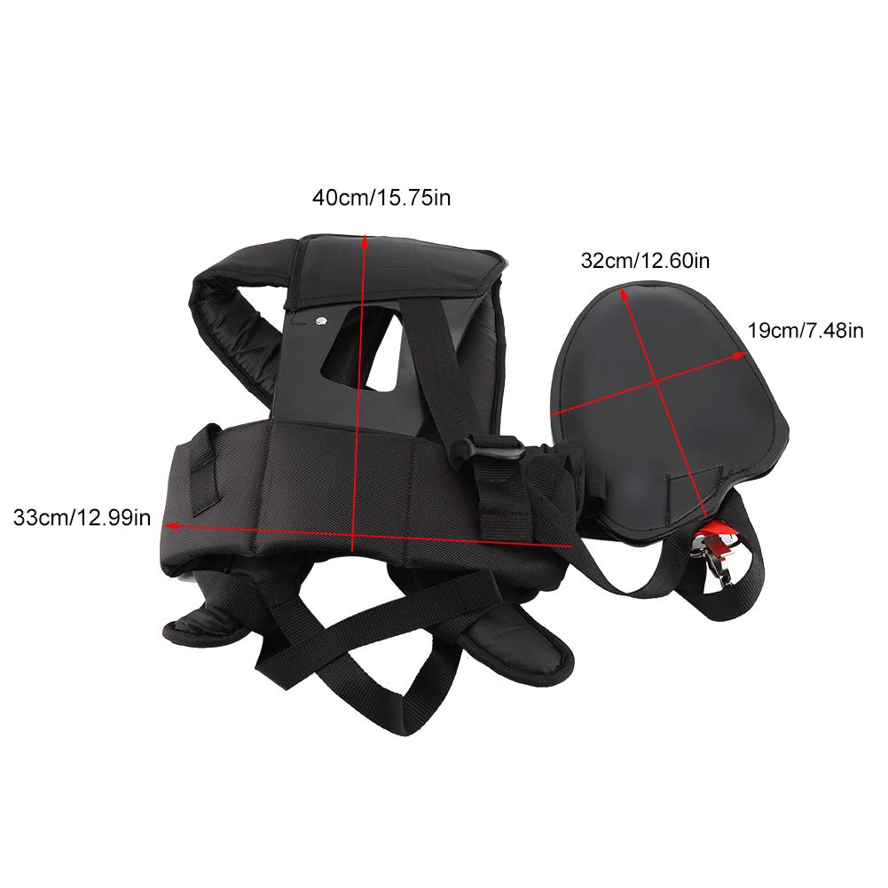 Tangxi Trimmer Double Shoulder Strap Harness, Adjustable Nylon M-Shaped Belt, Black, Universal for Brush Cutter Chainsaw Garden