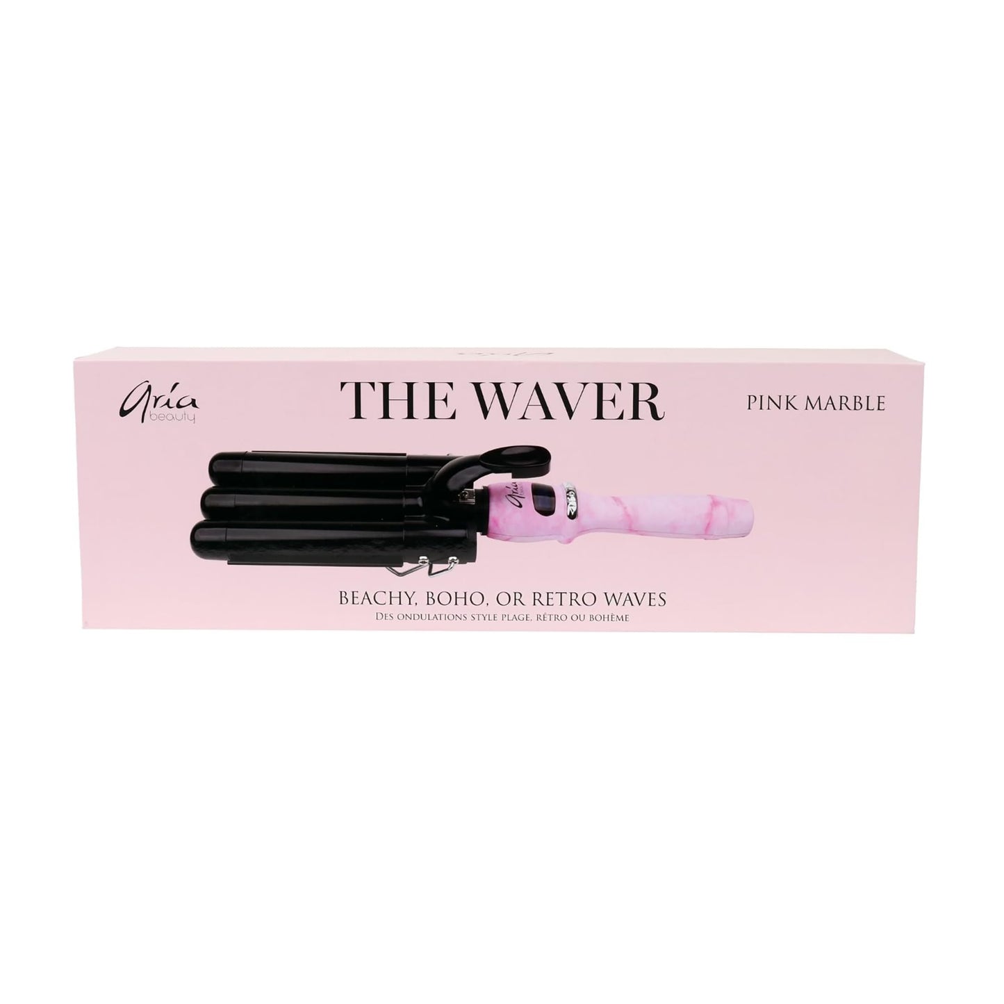 Aria Beauty Waver, 3 Barrel Curling Iron Hair Waver Adjustable to 430 degrees temperature, Auto Shut Off, 25mm Ceramic Crimper Iron LCD Display, Curling Wand, Triple Hair Curler, Hair Waver