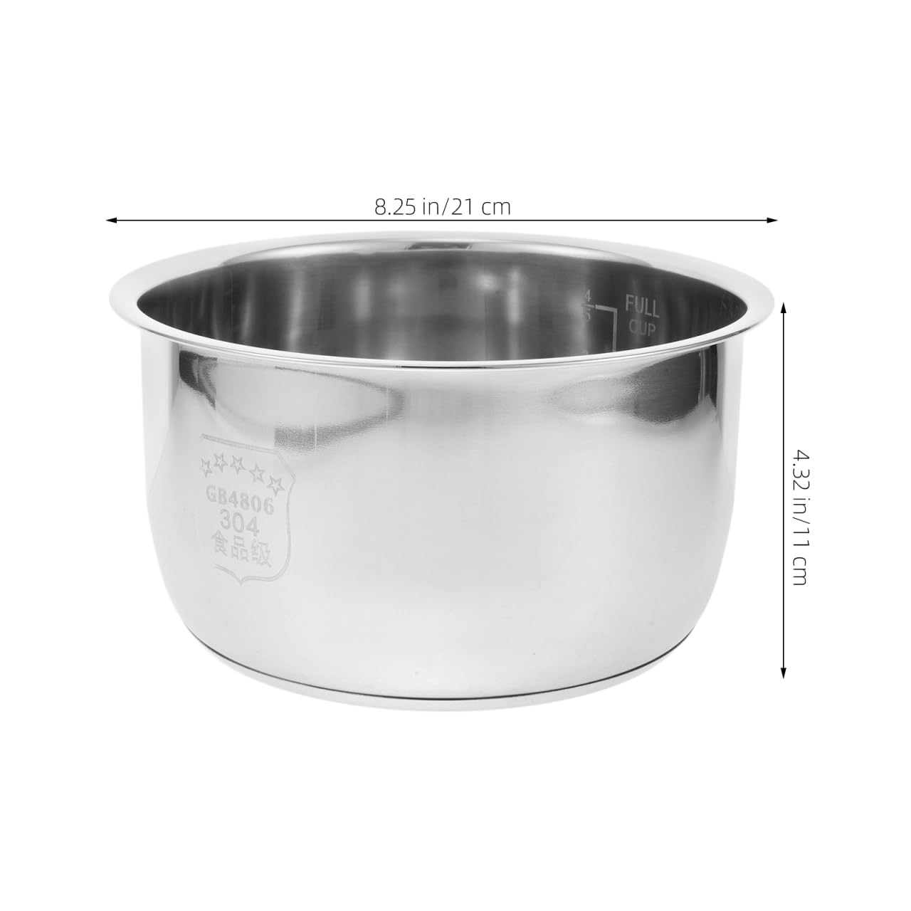 VICASKY 304 Stainless Steel Rice Cooker Inner Pot,Non-Stick Replacement Pot Thickened Universal for Quick Cooking 8.26 Inch (3L)