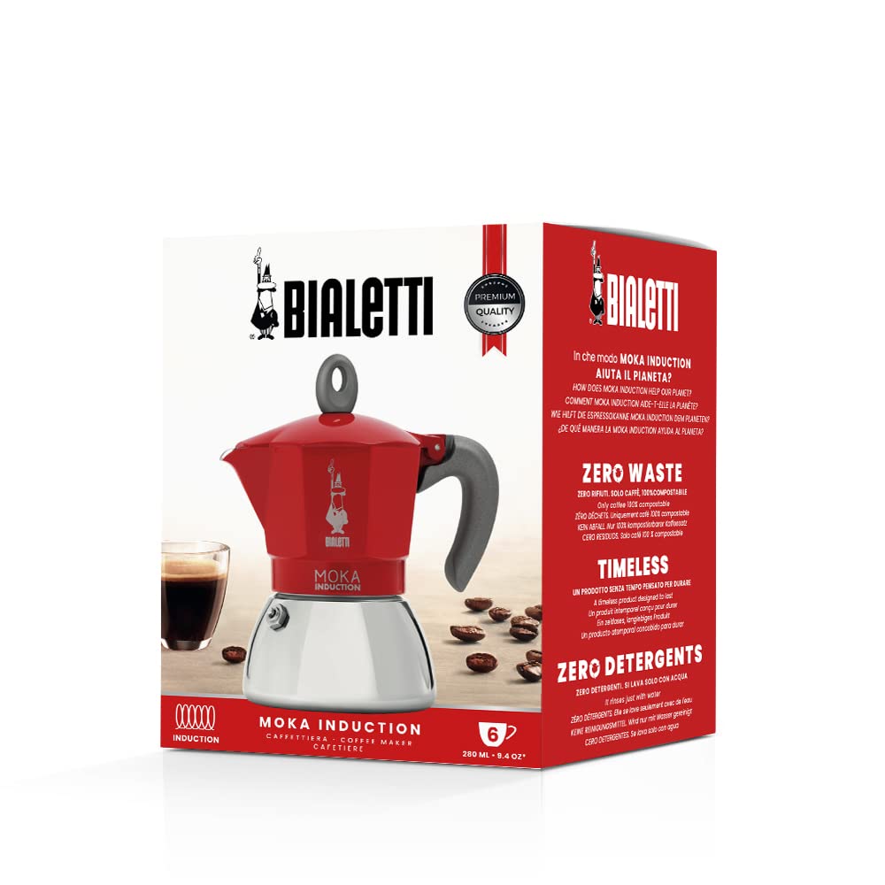 Bialetti Moka Induction 6-Cup, Red