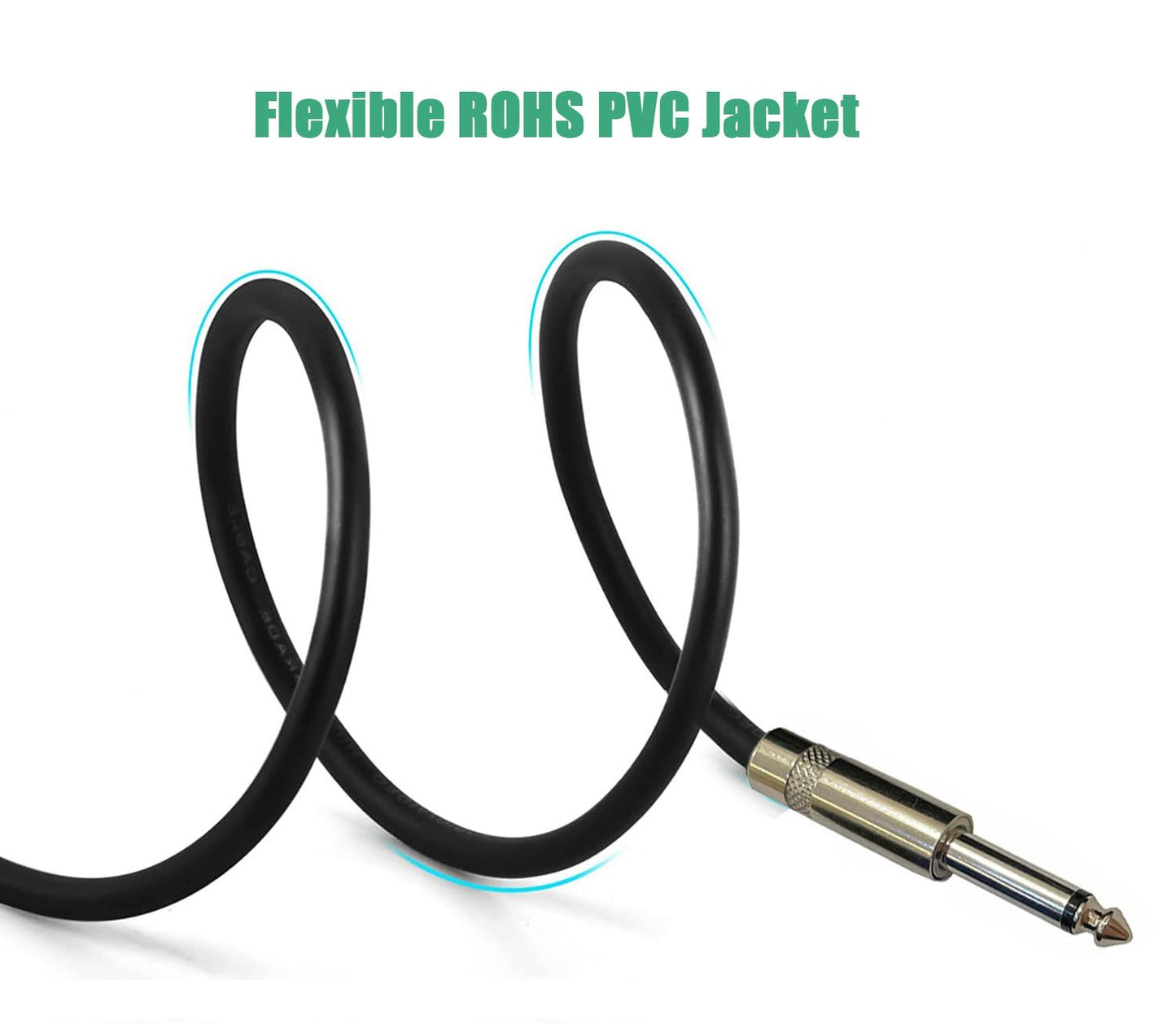 HeyTones Professional 50 Feet 12 Gauge 1/4" to 1/4" TS Speaker Cables - 12AWG 50ft DJ/PA Speaker Cords Amp Audio Wires - 2 Pack
