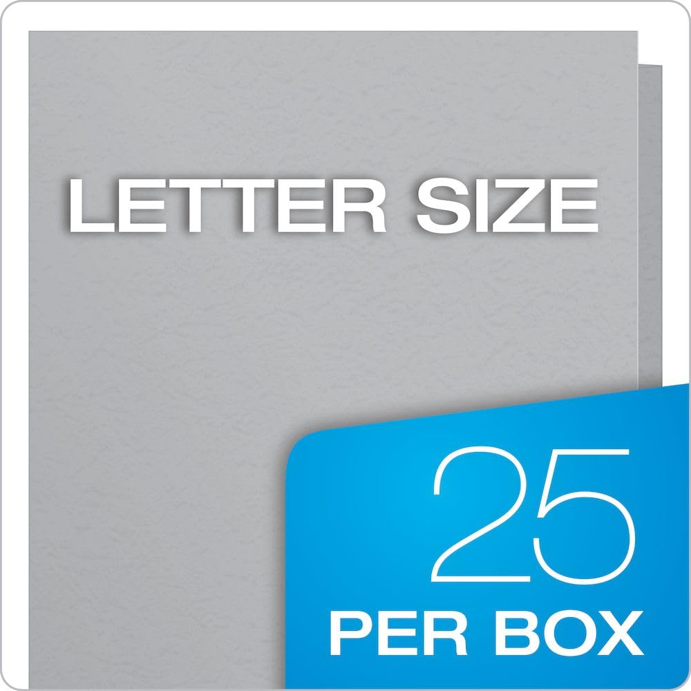 Oxford Duotangs with Two Pockets, Gray, Pocket Folders with Fasteners, Textured Paper, Letter Size, Box of 25, Ideal for Schools, Teachers, Home, and Office Organization