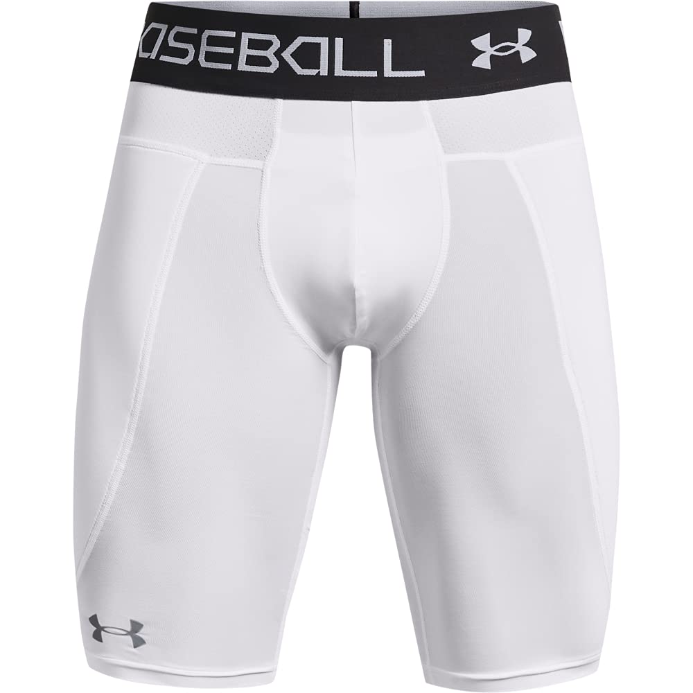 Under Armour Men's Utility Sliding Shorts 21, White (100)/Mod Gray, X-Large
