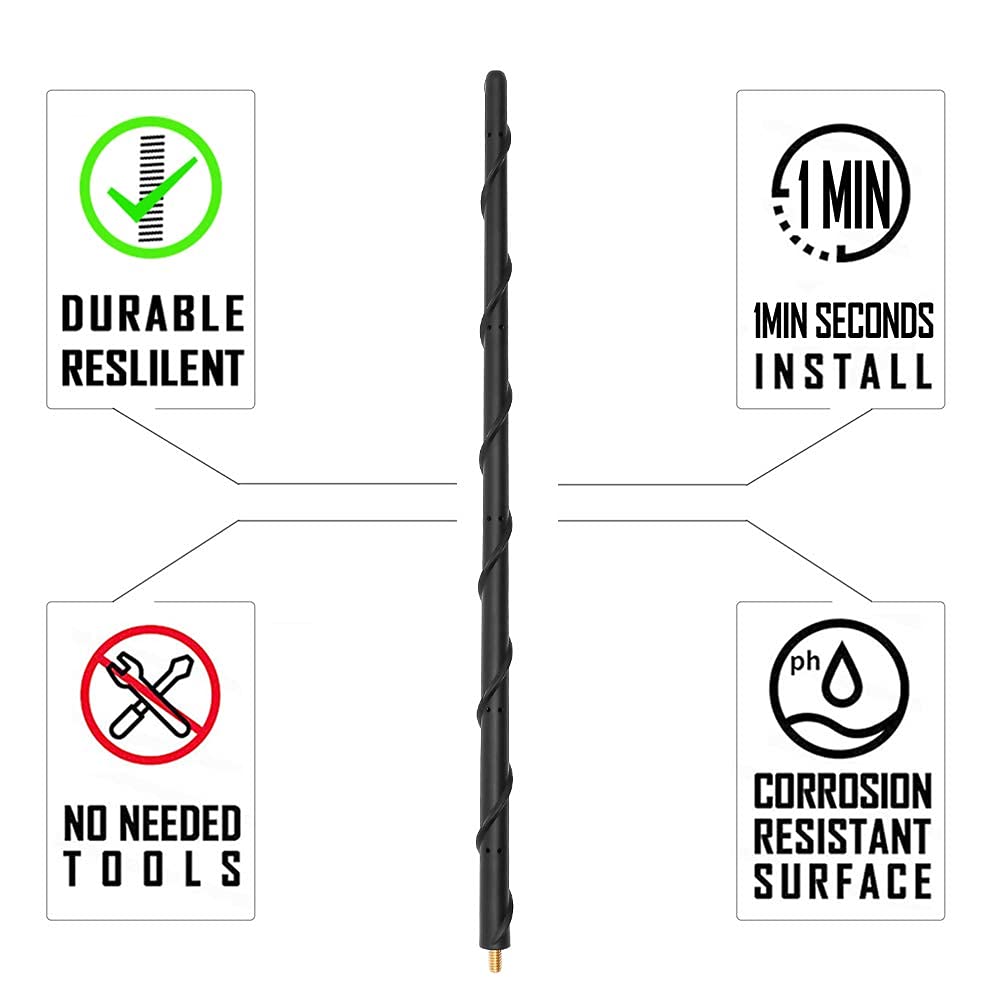 KSaAuto 16 Inch Antenna Compatible with 2007-2024 Jeep Wrangler JK JL JKU JLU Gladiator JT, for Jeep Exterior Accessories Antenna Replacement