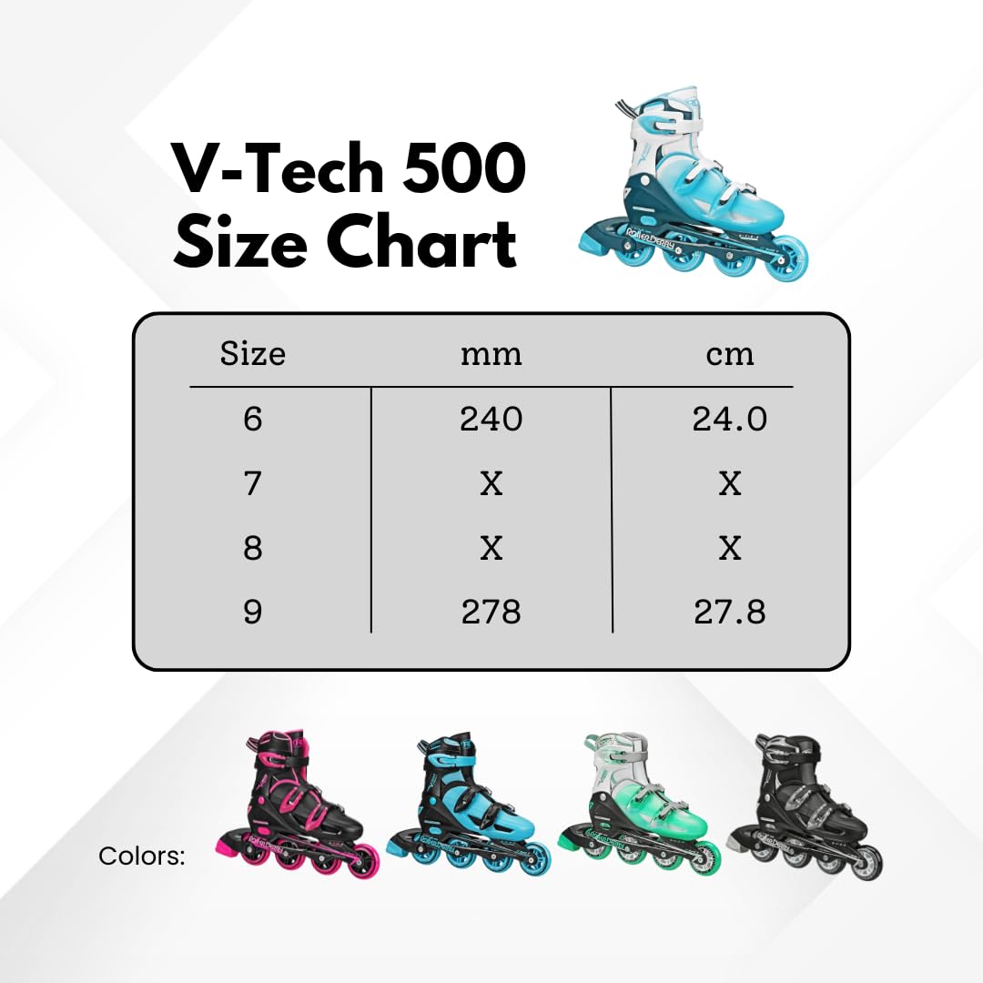 Roller Derby Men's V-Tech 500 Button Adjustable Inline Skate, Black/White, Size 6-9