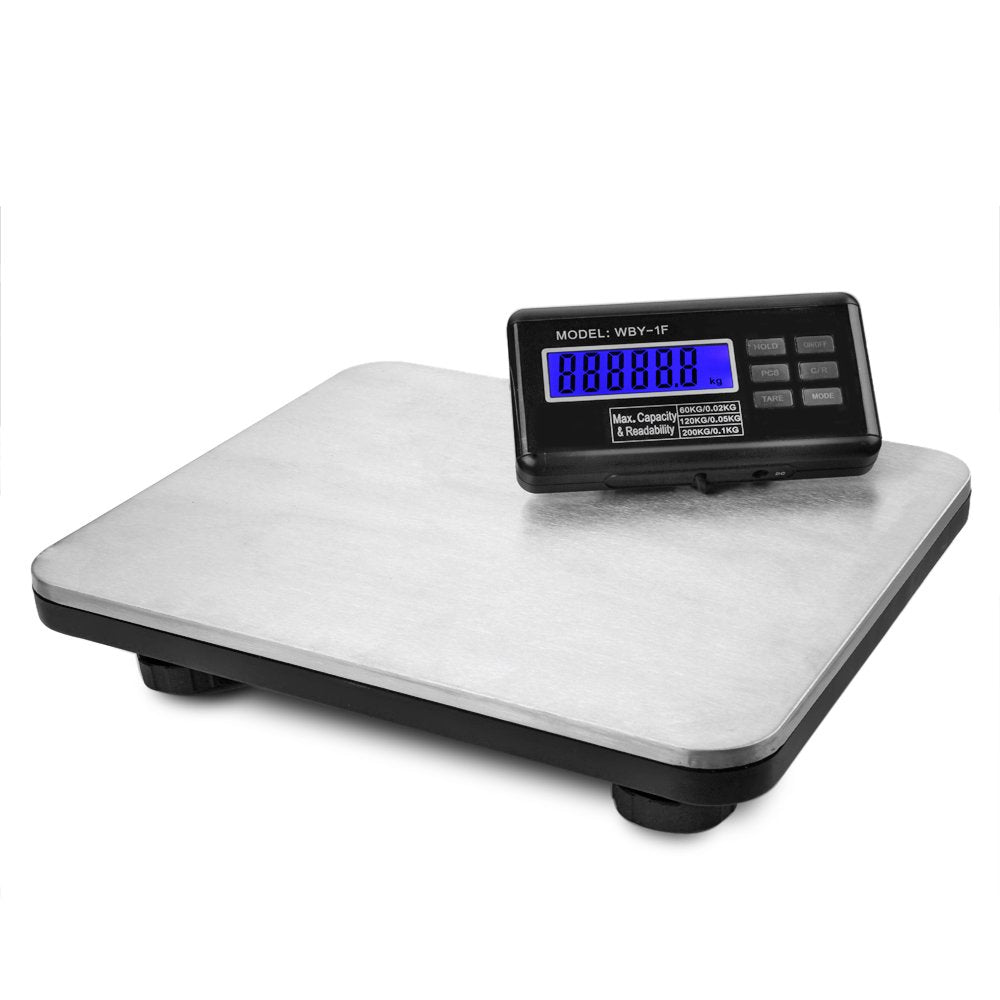 Flexzion Industrial Digital Shipping Postal Scales, Max Weight 200KG 440lb w/LCD Backlight Display & AC Adapter, Heavy Duty Stainless Steel Platform for Medium to Small Packages Parcel Small Pet