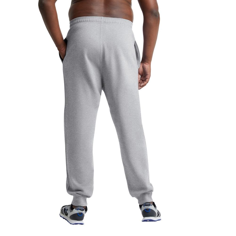 Champion Men's Joggers, Powerblend, Fleece Joggers, Sweatpants for Men (Reg. or Big & Tall), Oxford Gray - Classic Script Logo, X-Large