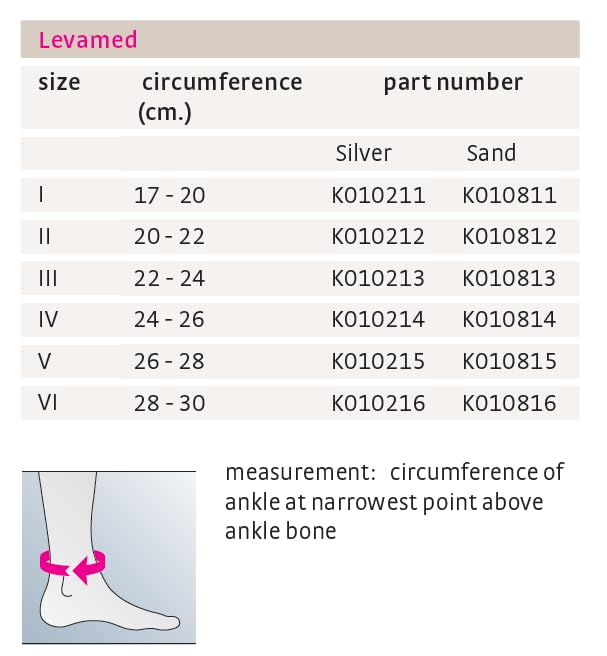 Medi Levamed Ankle Support w/Silicone Inserts Silver II K010212