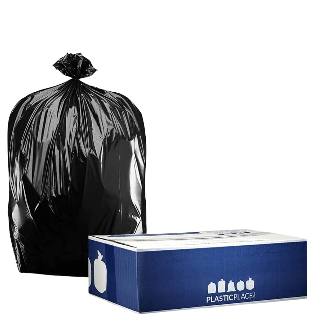 Plasticplace 20-30 Gallon Trash Bags │ 1.2 Mil │ Black Garbage Can Liners │ 30” x 36” (125 Count)