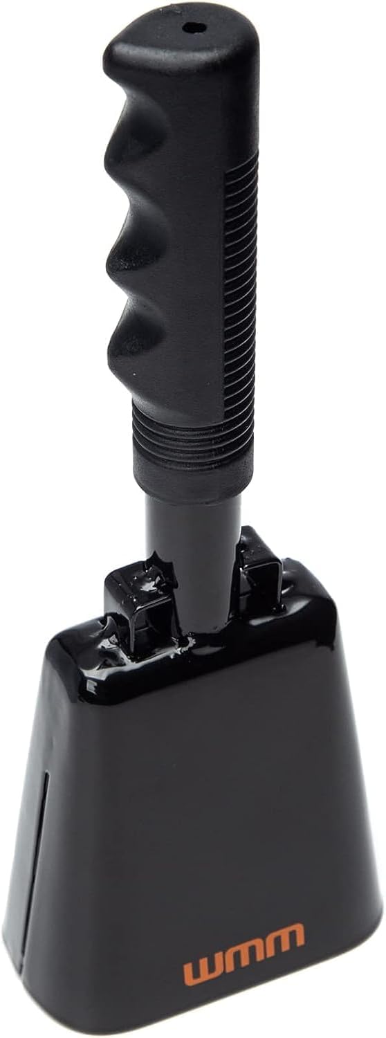 2 Pack 10 Inch Cow Bell Noise Makers Cowbell for Sporting Event Cheering Bell for Football Games Large Steel Cowbell with Handle Solid School Bells Call Bell Alarm (Black)