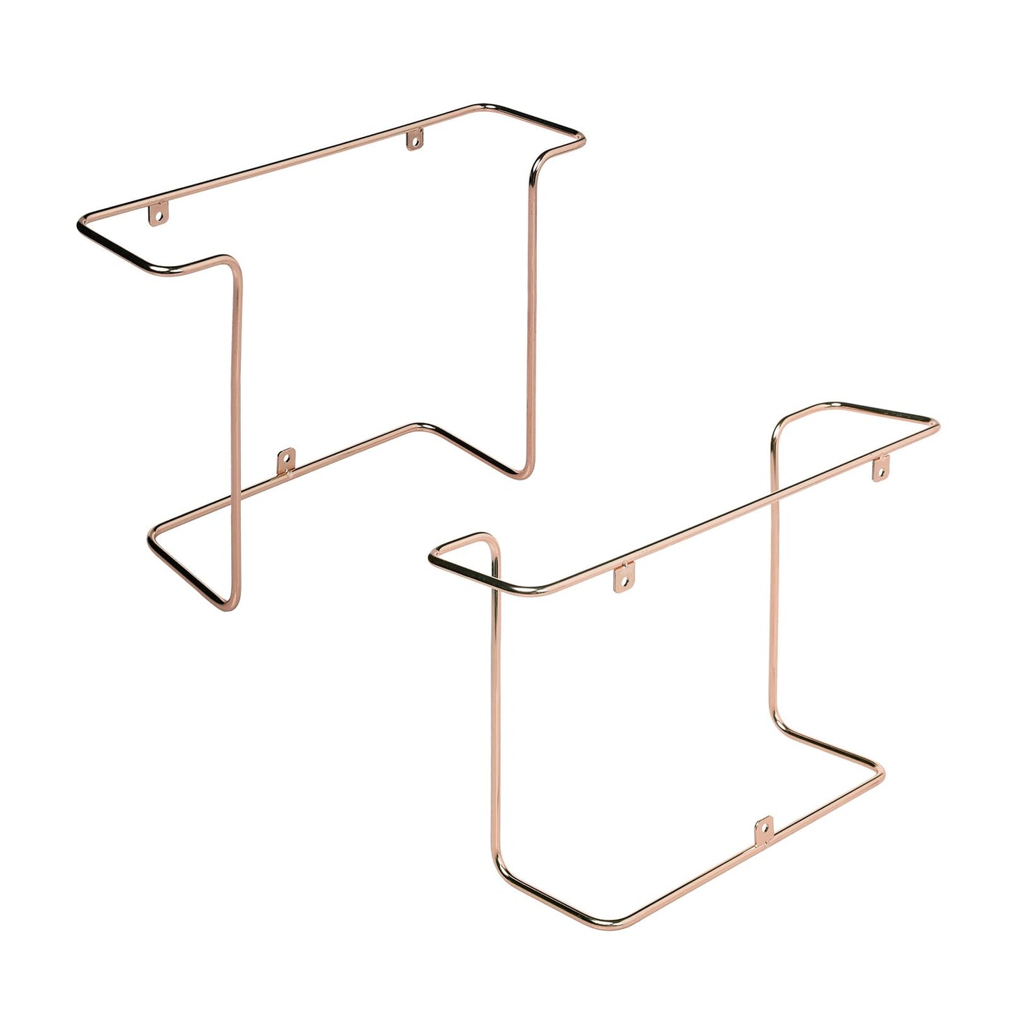 MyGift Modern Metal Wire Wall Mounted Vinyl Records Storage Racks, Hanging LP Record Holders, Floating Album Cover Display Shelves, Set of 2 (Modern Copper-2 Pcs)