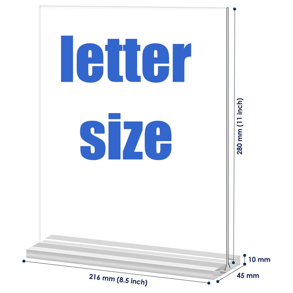 LCKLA Acrylic Sign Holder 8.5 x 11 Clear Plastic Table Menu Holders,T-Shaped Desktop Display Stand Ad Frame. Suitable for Restaurants, Promotions, Photo Frames, Events, Meetings 6 Pack