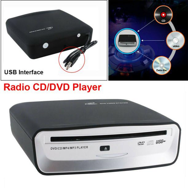 Car External Universal CD Player USB External Car Slot-Load CD Player Compatible with Android Navigation (Android Version 4.4 and Above)/PC/TV-Plug and Play